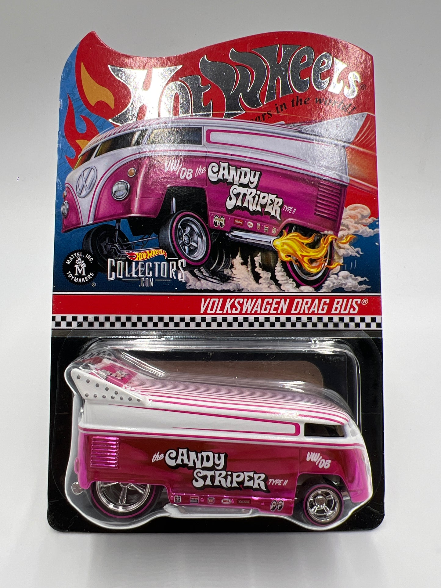 Hot Wheels RLC #19276/20000 Candy Striper Silver Logo Volkswagen Drag Bus Pink W/Protector