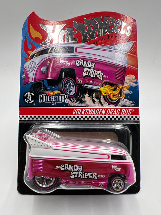 Hot Wheels RLC #19276/20000 Candy Striper Silver Logo Volkswagen Drag Bus Pink W/Protector
