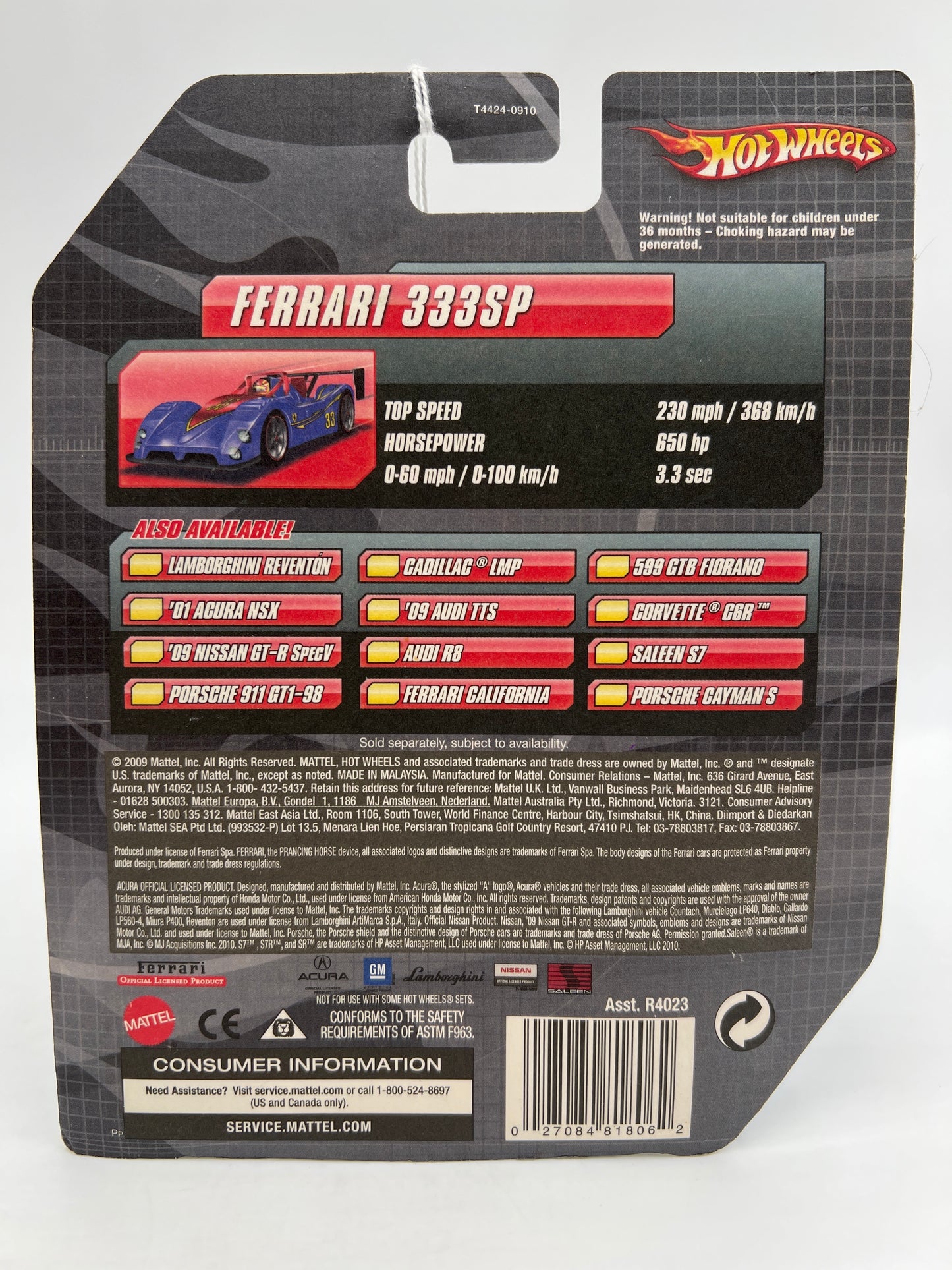 Hot Wheels Premium Speed Machines Ferrari 333SP Blue #1