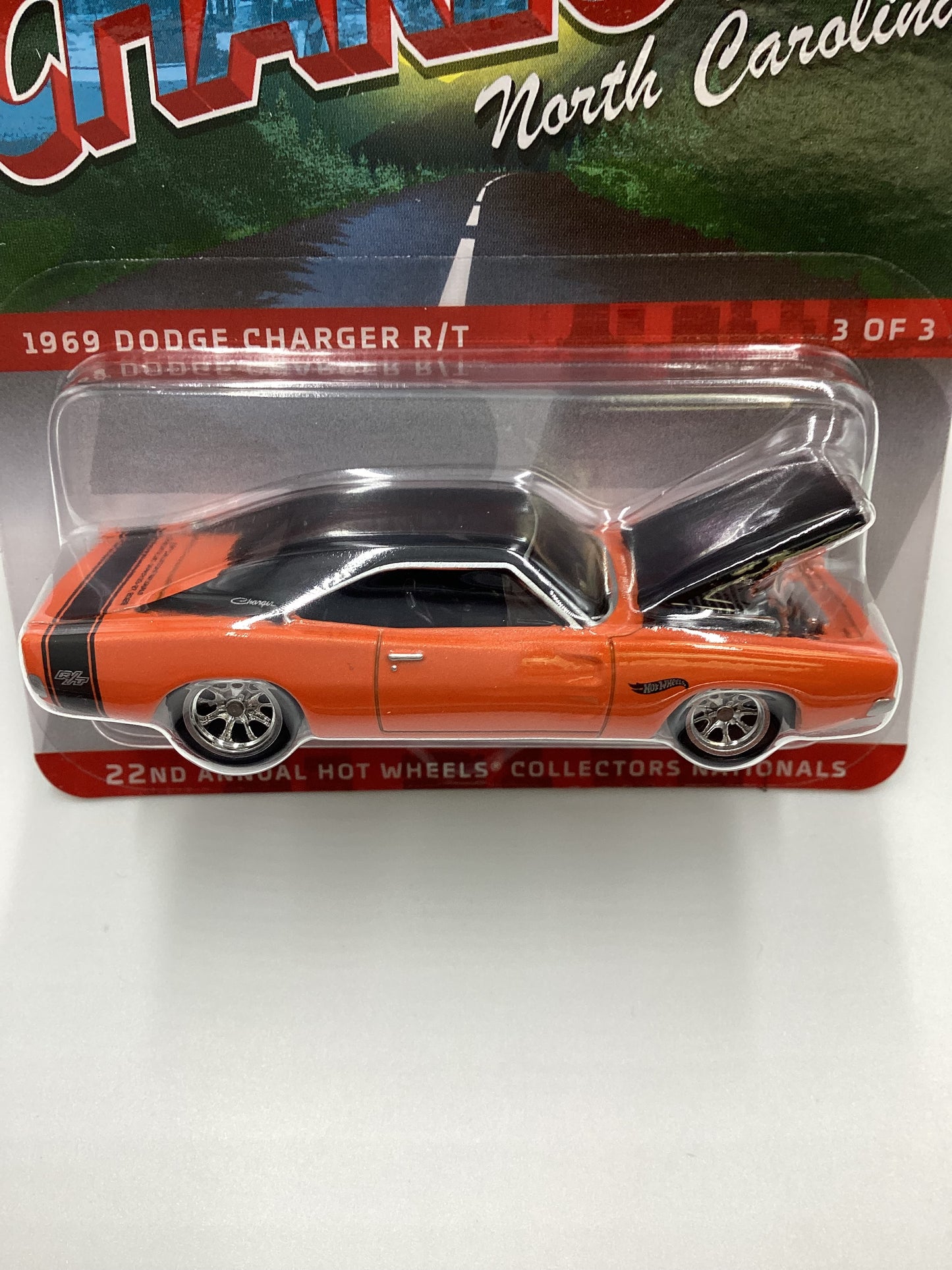 2022 Hot wheels 22nd Annual Collectors Nationals Charlotte 1969 Dodge Charger R/T Orange 2777/4000 with protector