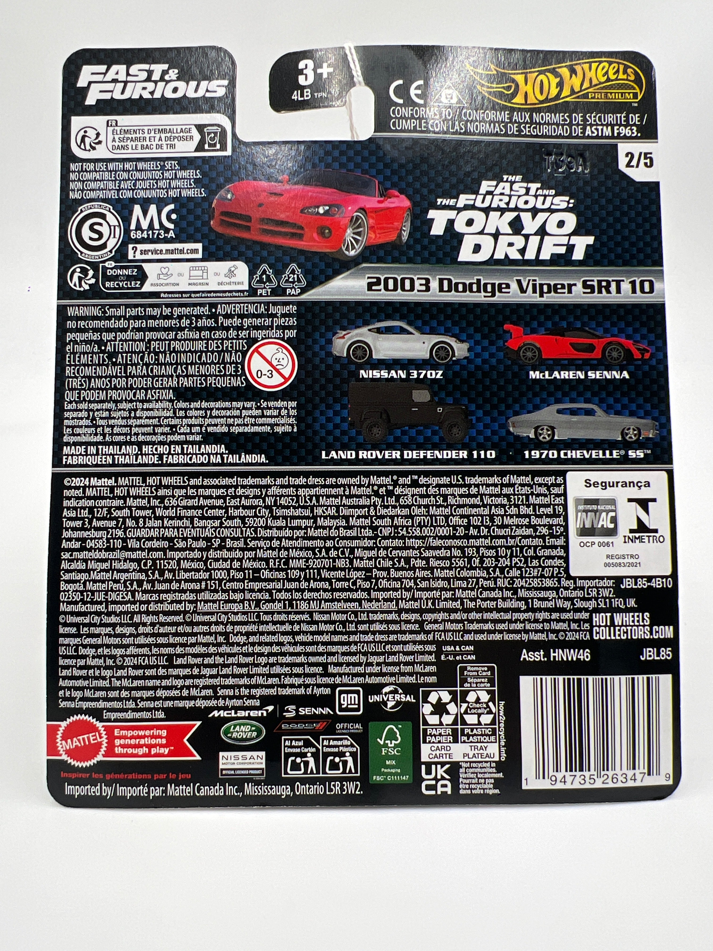 2024 Hot wheels Gold Label Fast and Furious #2 2003 Dodge Viper