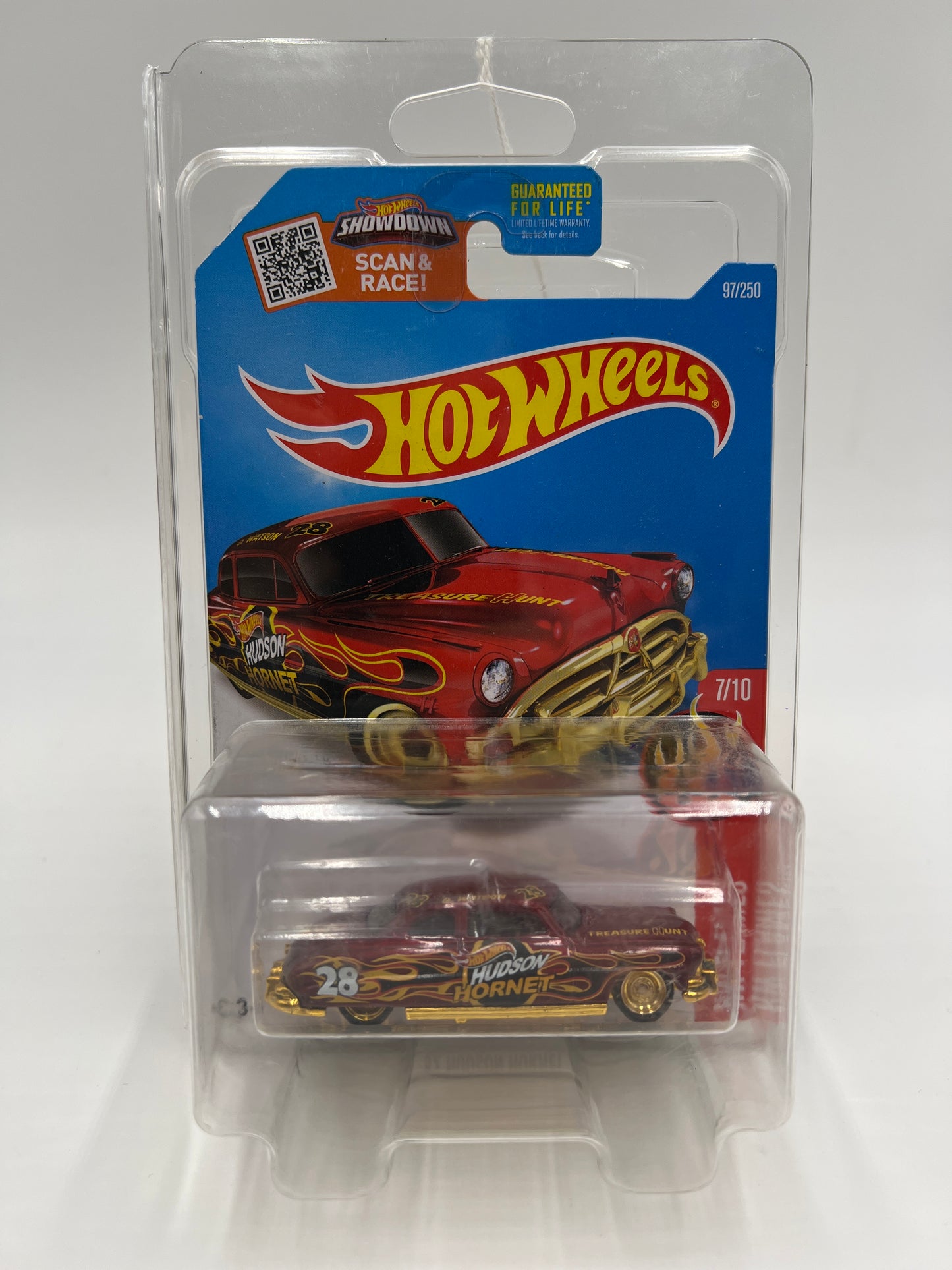 2016 Hot Wheels Super Treasure Hunt #97 52 Hudson Hornet Red/Gold W/Protector