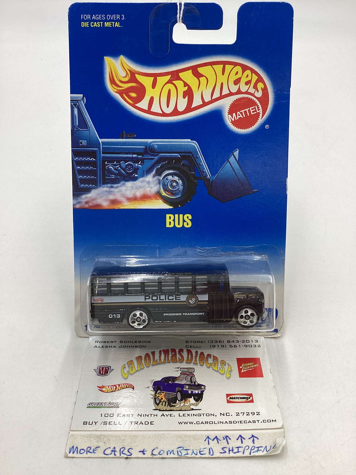 Hot Wheels Blue Card Collector No. 72 School Bus Police Black 5 Dot wheels 239B