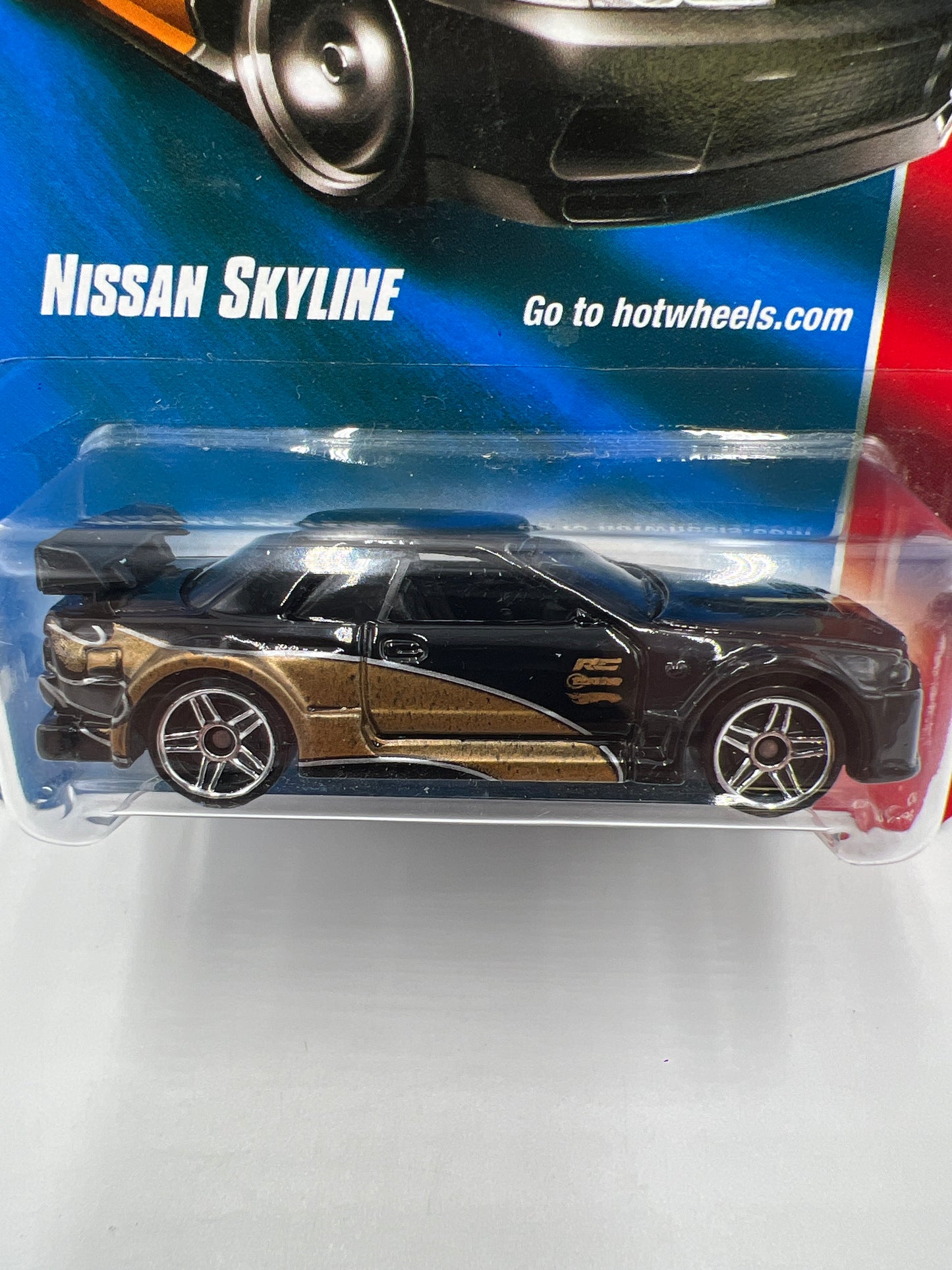 2008 Hot Wheels Web Trading Cars #81 Nissan Skyline Black/Gold W/Protector