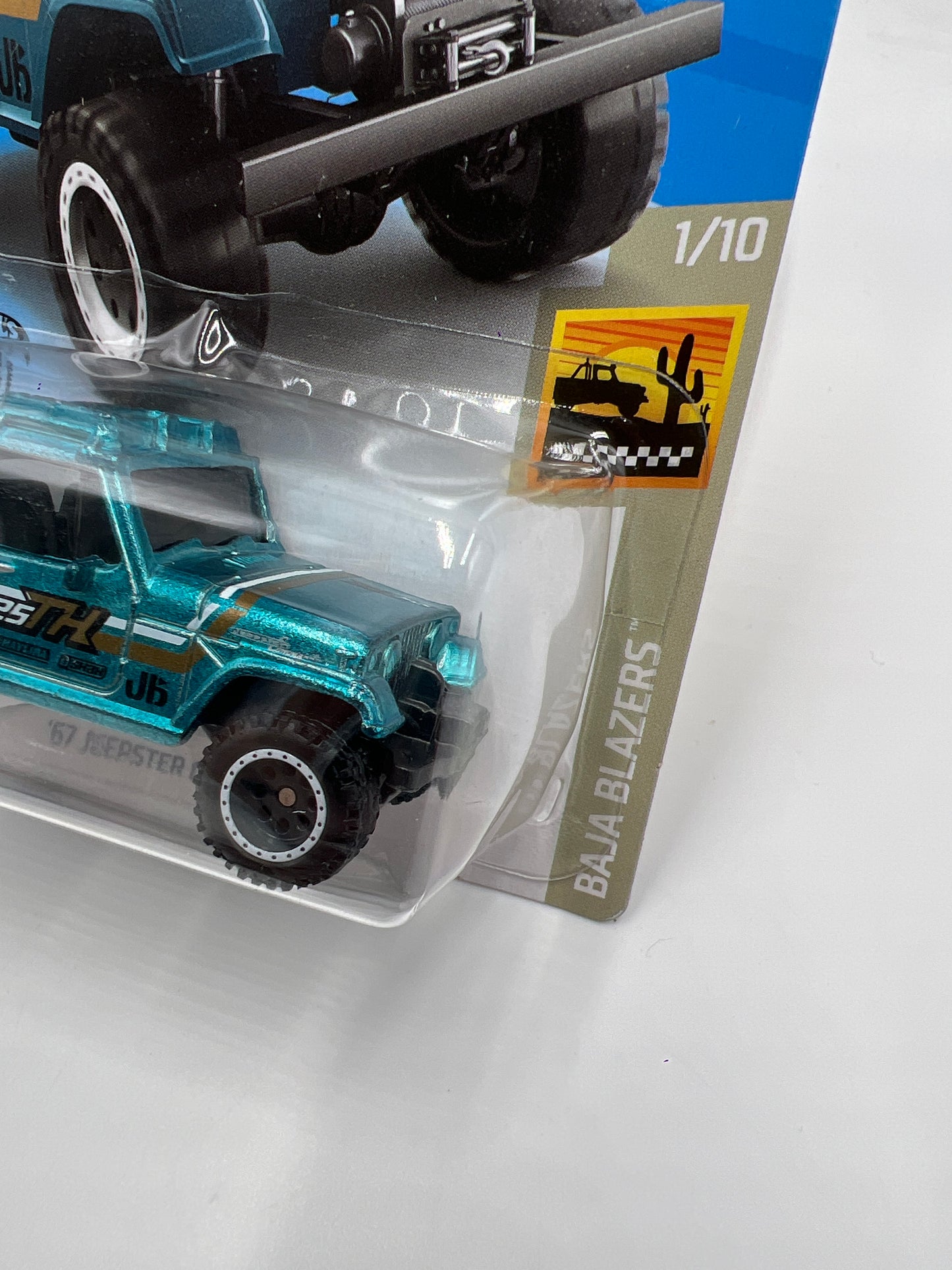 2020 Hot Wheels Super Treasure Hunt #71 67 Jeepster Commando Blue W/Protector Wavy Blister