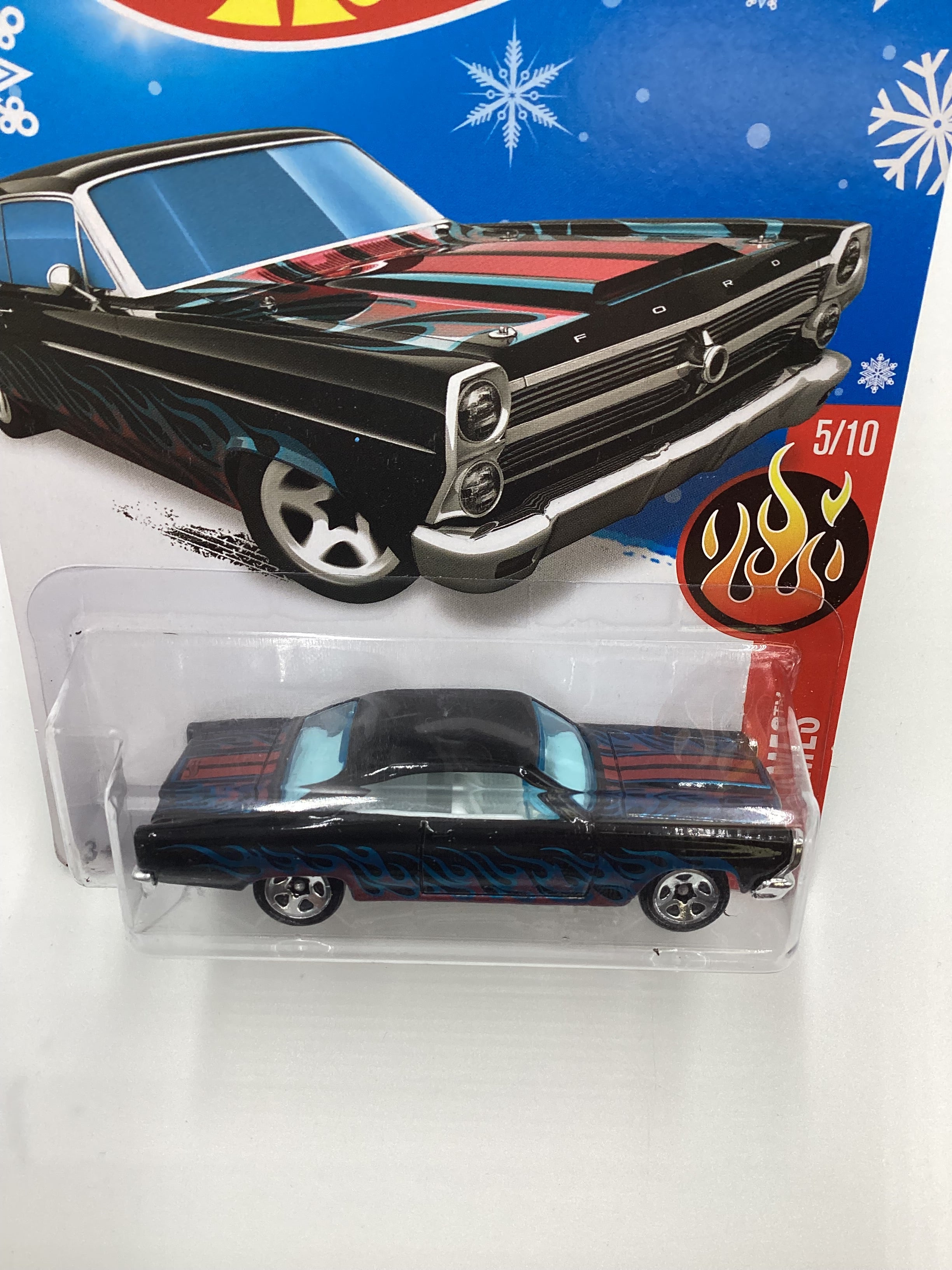 2016 Hot Wheels #95 66 Ford 427 Fairlane Black Target Snowflake