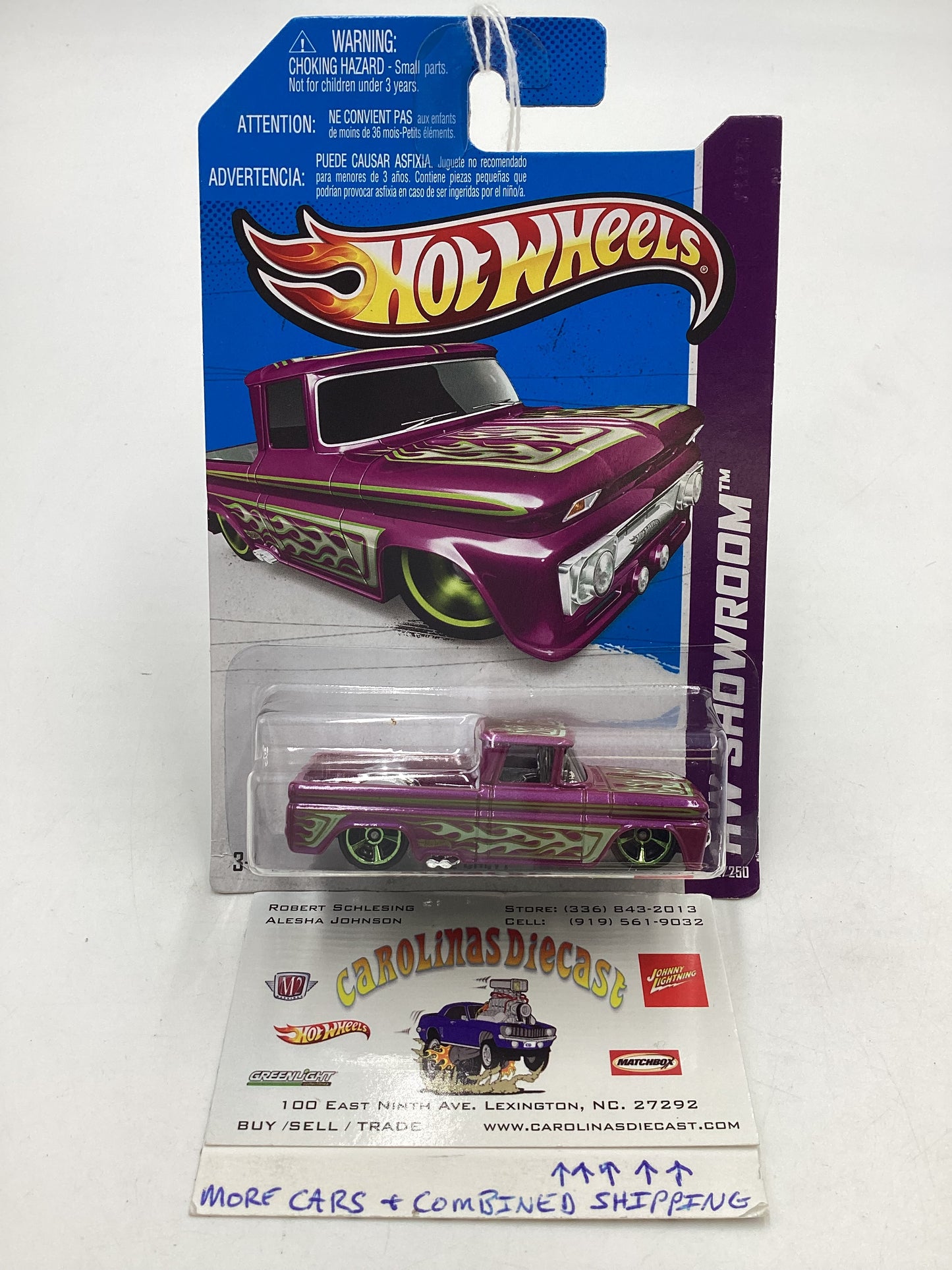 2013 HW Showroom #162 *Card Not Perfect* Custom 62 Chevy Purple (Intl Card) 17B