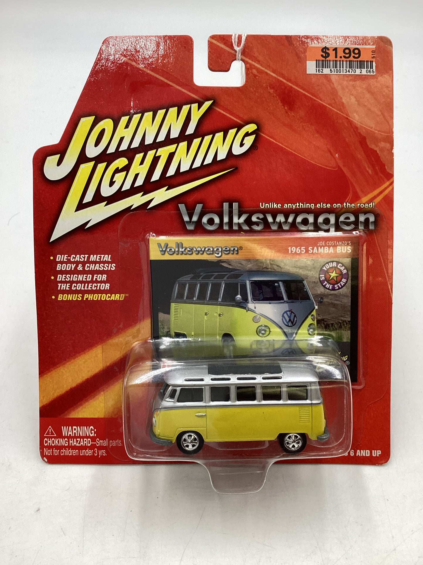 Johnny Lightning Volkswagen Series 1965 Samba Bus Yellow/Silver 218B