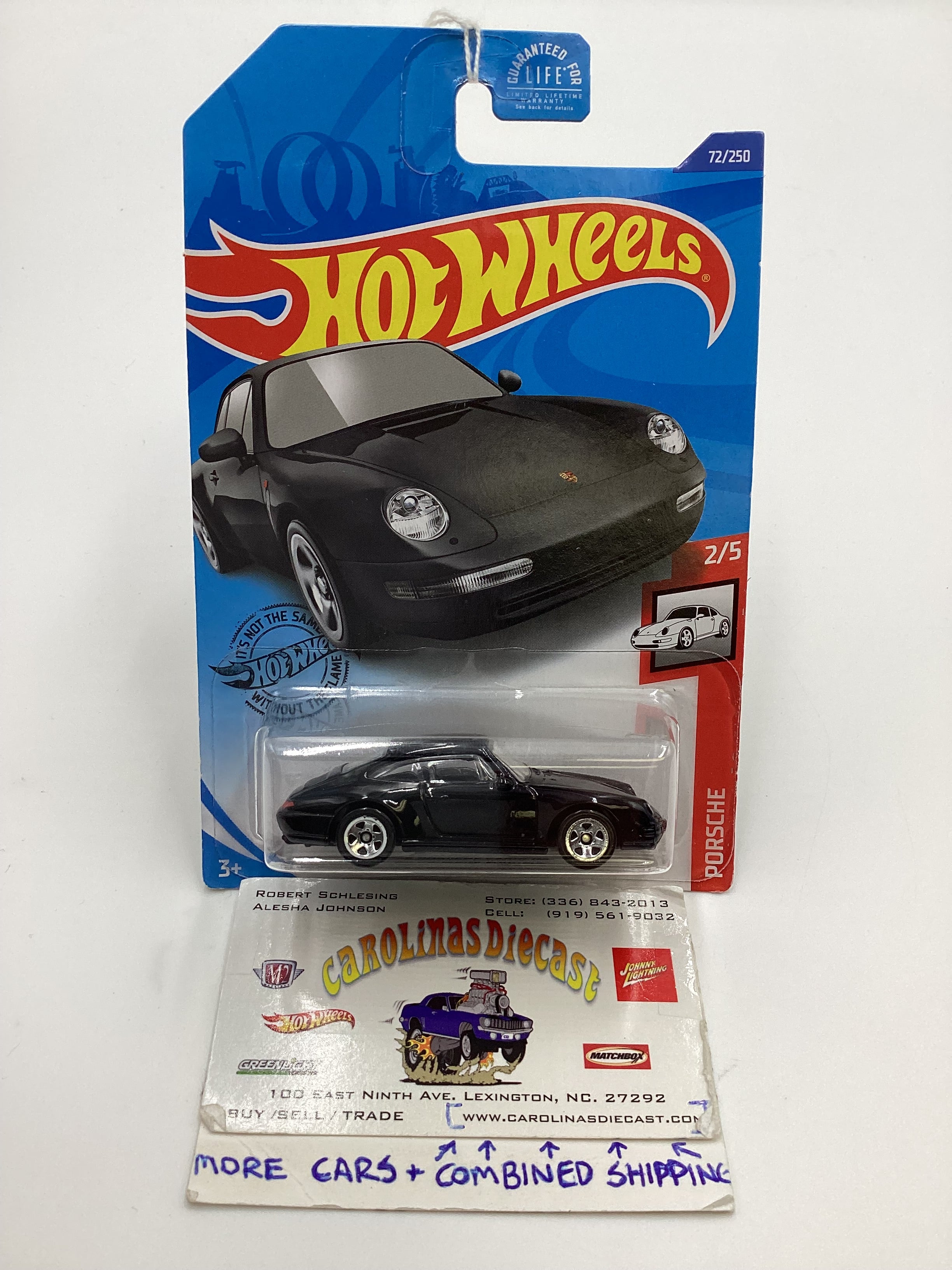 2020 Hot Wheels #72 96 Porsche Carrera Black 98B card has shelf