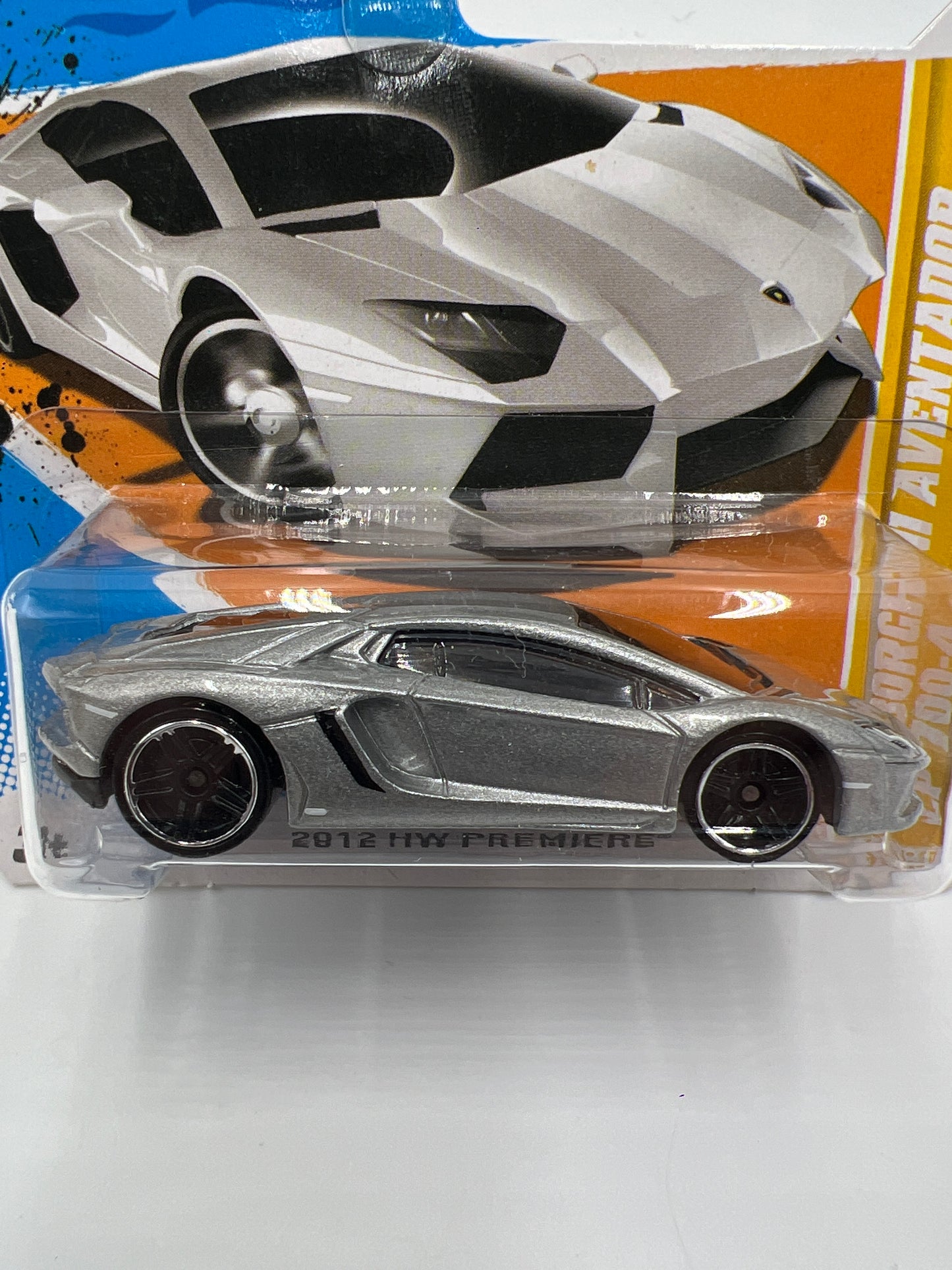 2012 Hot Wheels Short Card Premiere #12 Lamborghini Aventador LP 700-4 Silver W/Protector 2