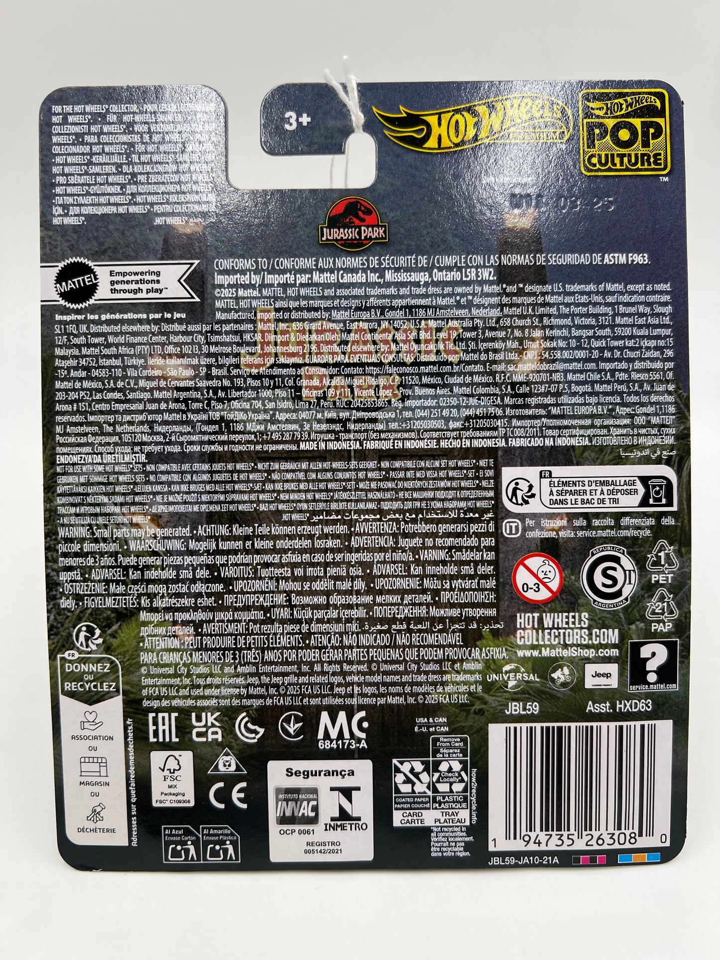 2025 Hot Wheels Premium Pop Culture Jurassic Park 92 Jeep Wrangler Sahara Gray/Red 265A