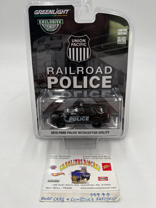 Greenlight Union Pacific Railroad Police 2015 Ford Police Interceptor Utility Black