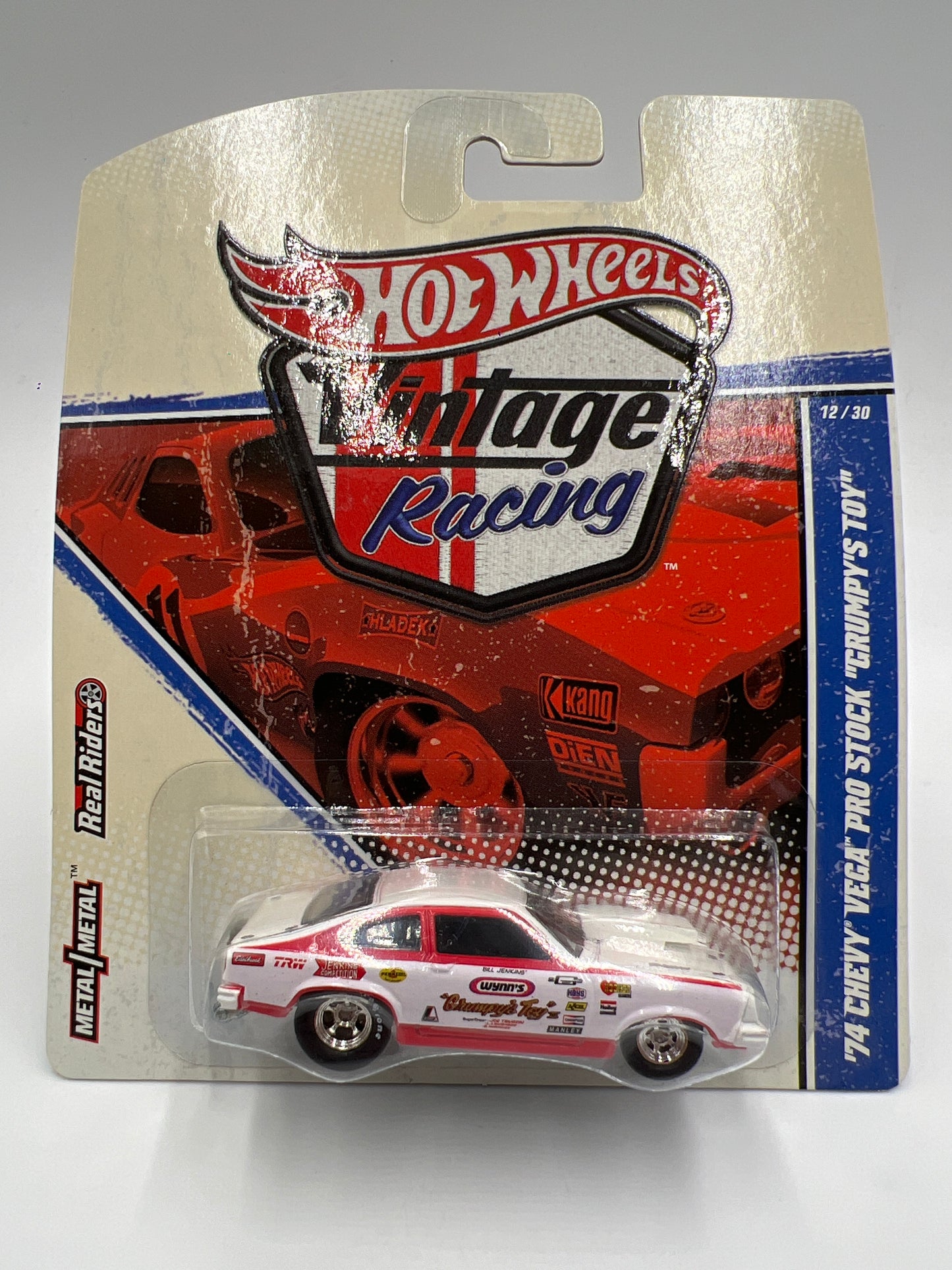 Hot Wheels Premium Vintage Racing #12 74 Chevy Vega Pro Stock Grumpys Toy Red/White W/Protector #2