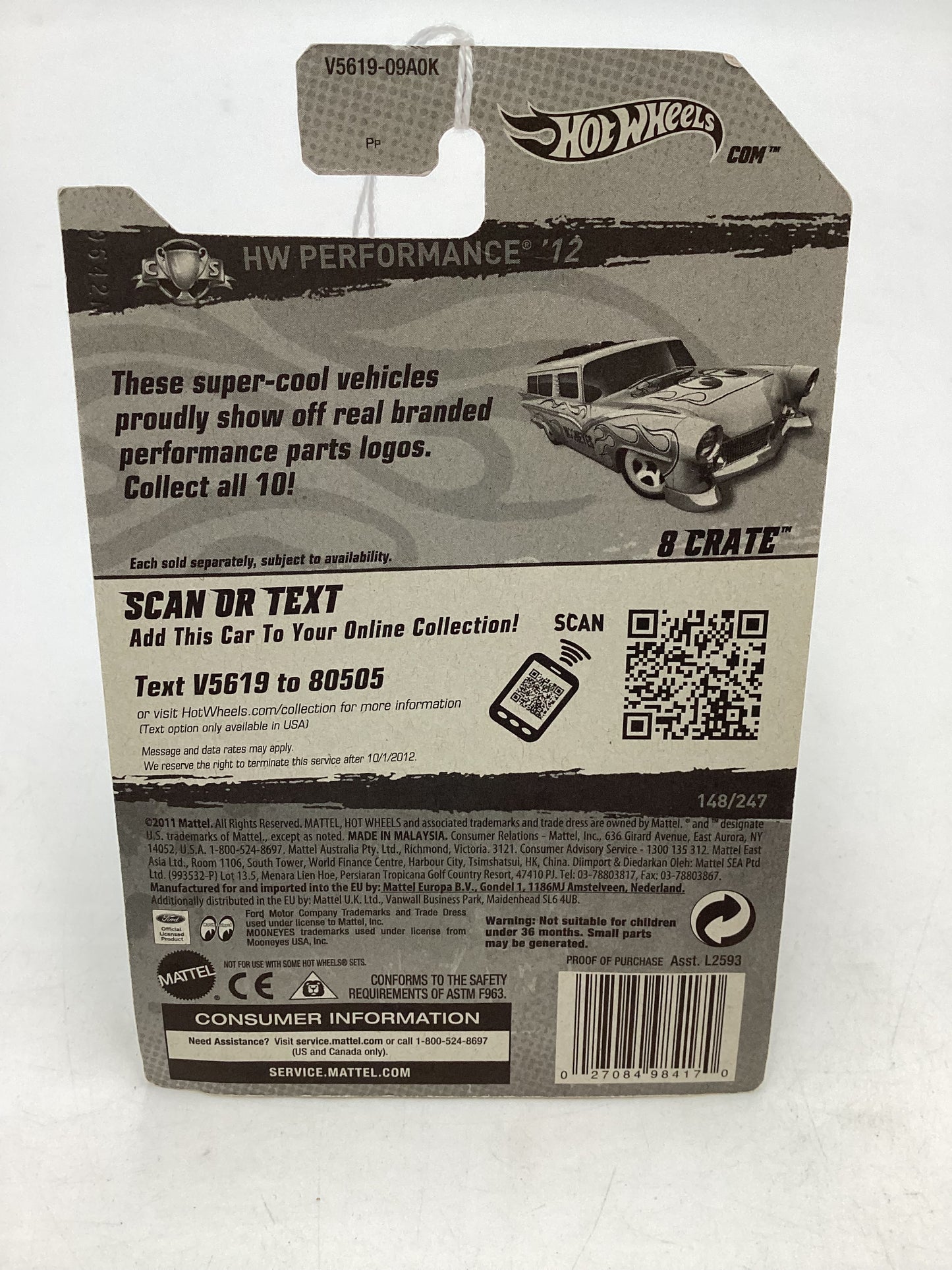 2012 Hot Wheels HW Performance #148 8 Crate Mooneyes Yellow 9F