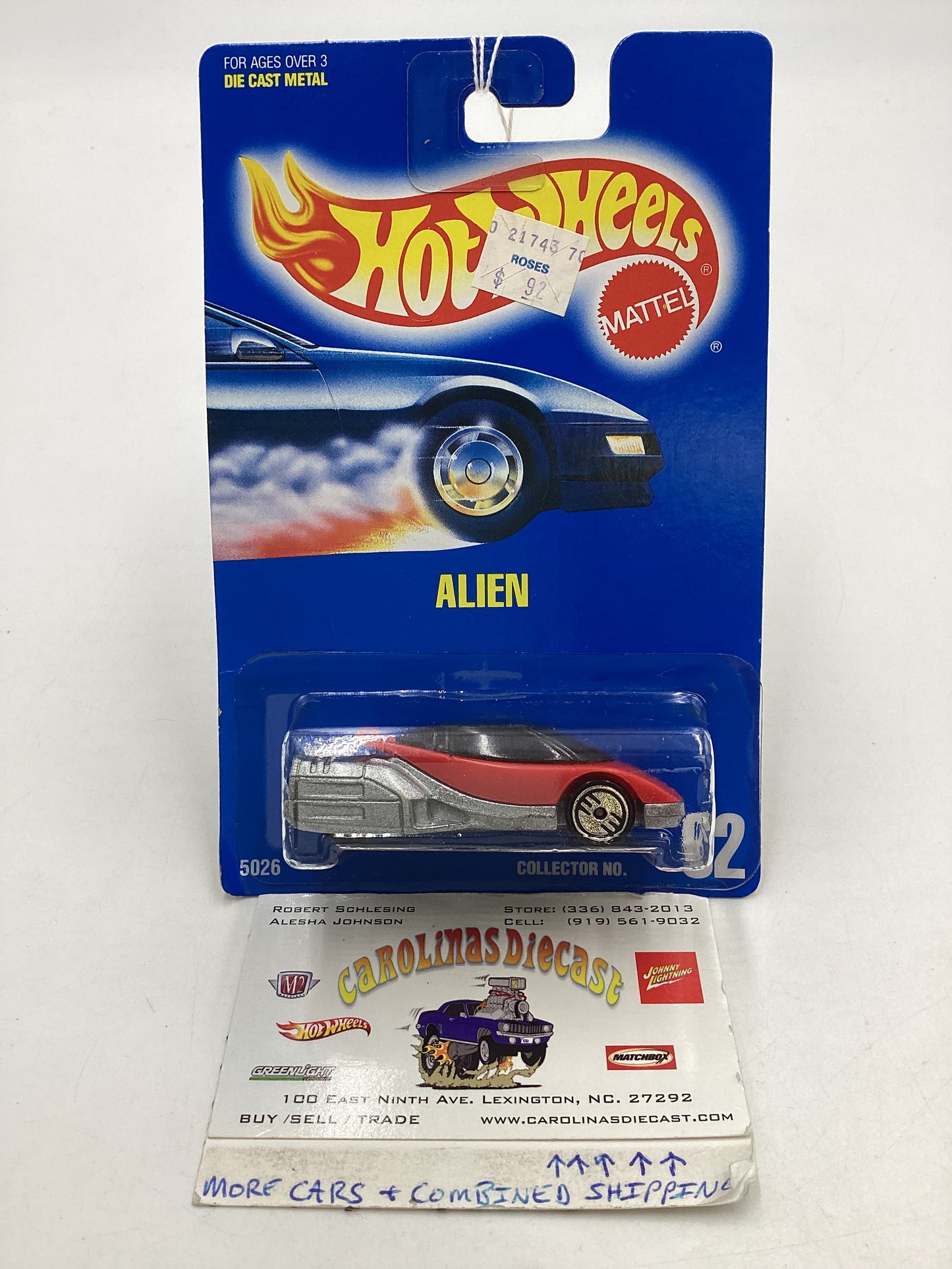 Hot Wheels Blue Card Collector No. 62 Alien Red UH Chrome Wheels 239H