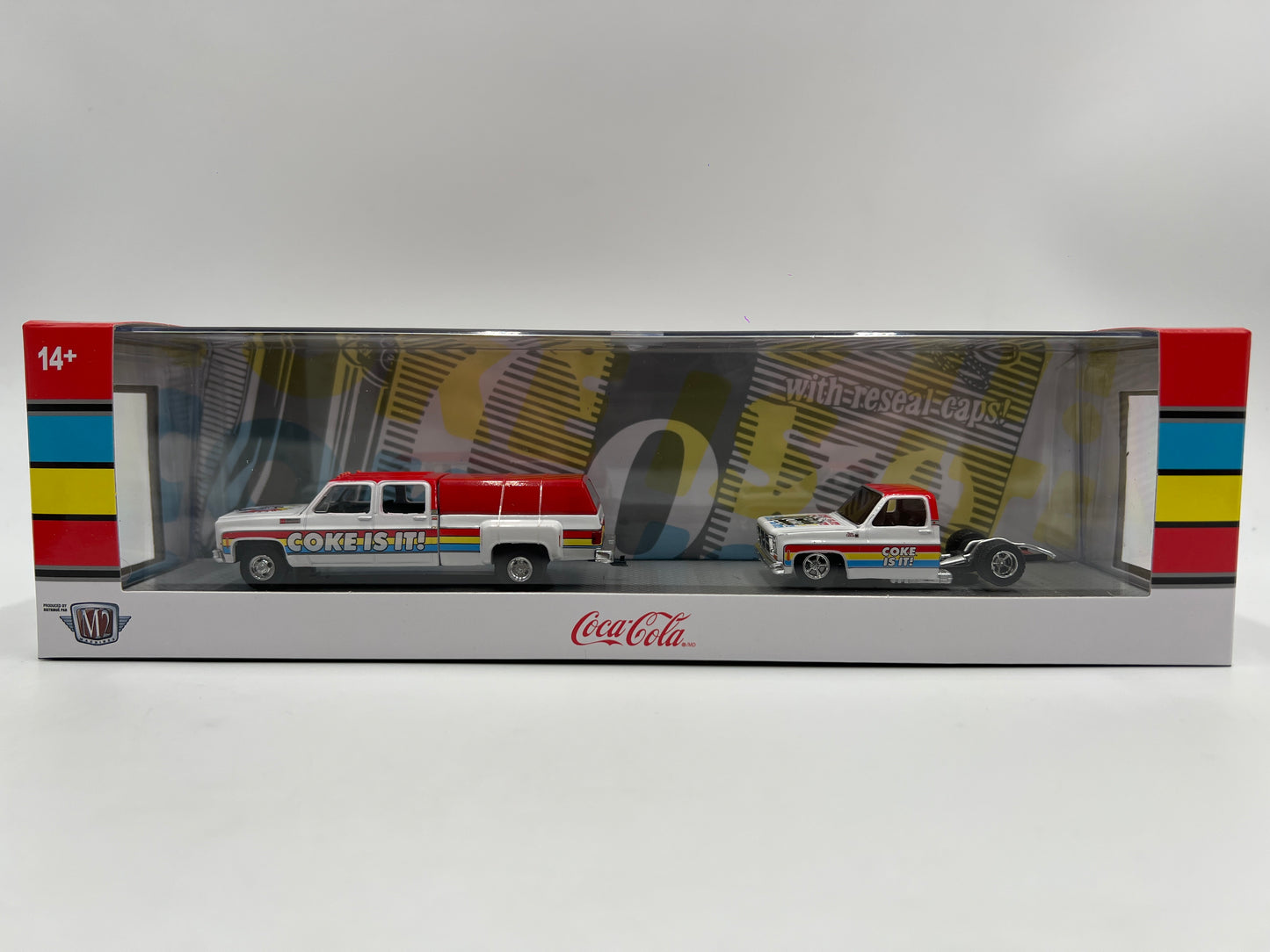 2025 M2 Machines Auto Haulers Coca Cola 1973 GMC Sierra 3500 & 1976 GMC Sierra Grande TW37