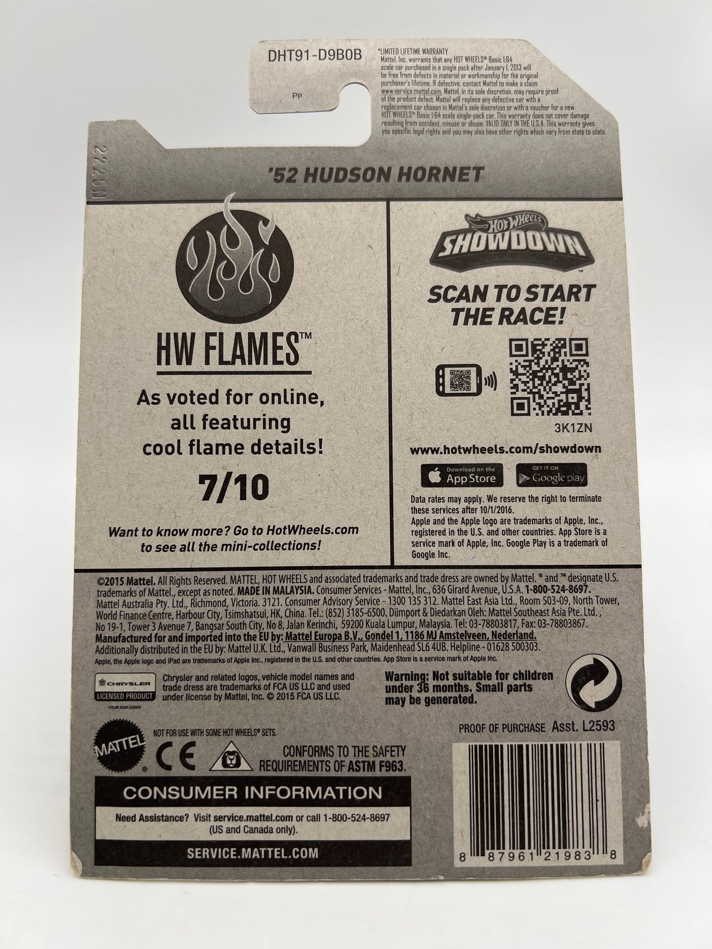 2016 Hot Wheels Super Treasure Hunt #97 52 Hudson Hornet Red/Gold W/Protector