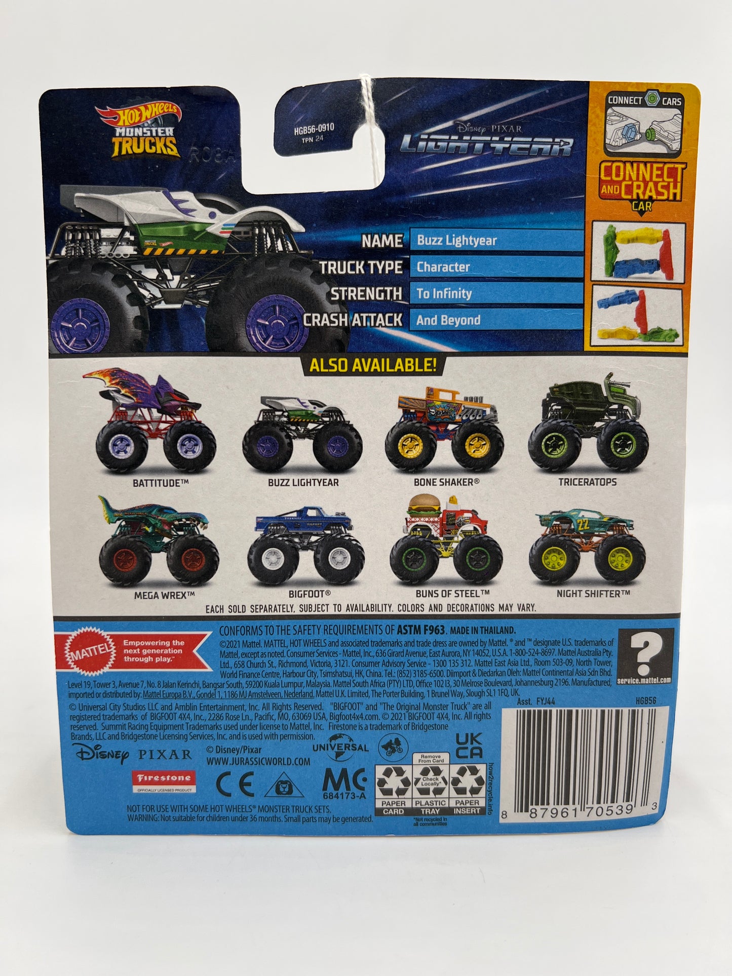 2022 Hot Wheels Monster Trucks Disney Pixar #53 Buzz Lightyear 131D