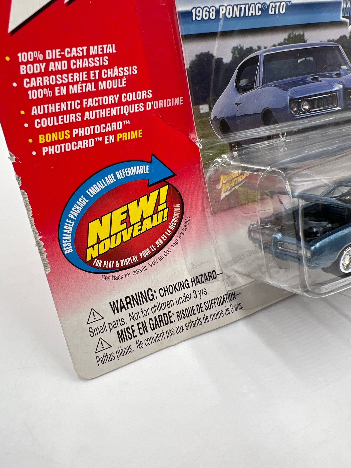 Johnny Lightning Muscle Cars USA #16 1968 Pontiac GTO Blue Bad Card 221D