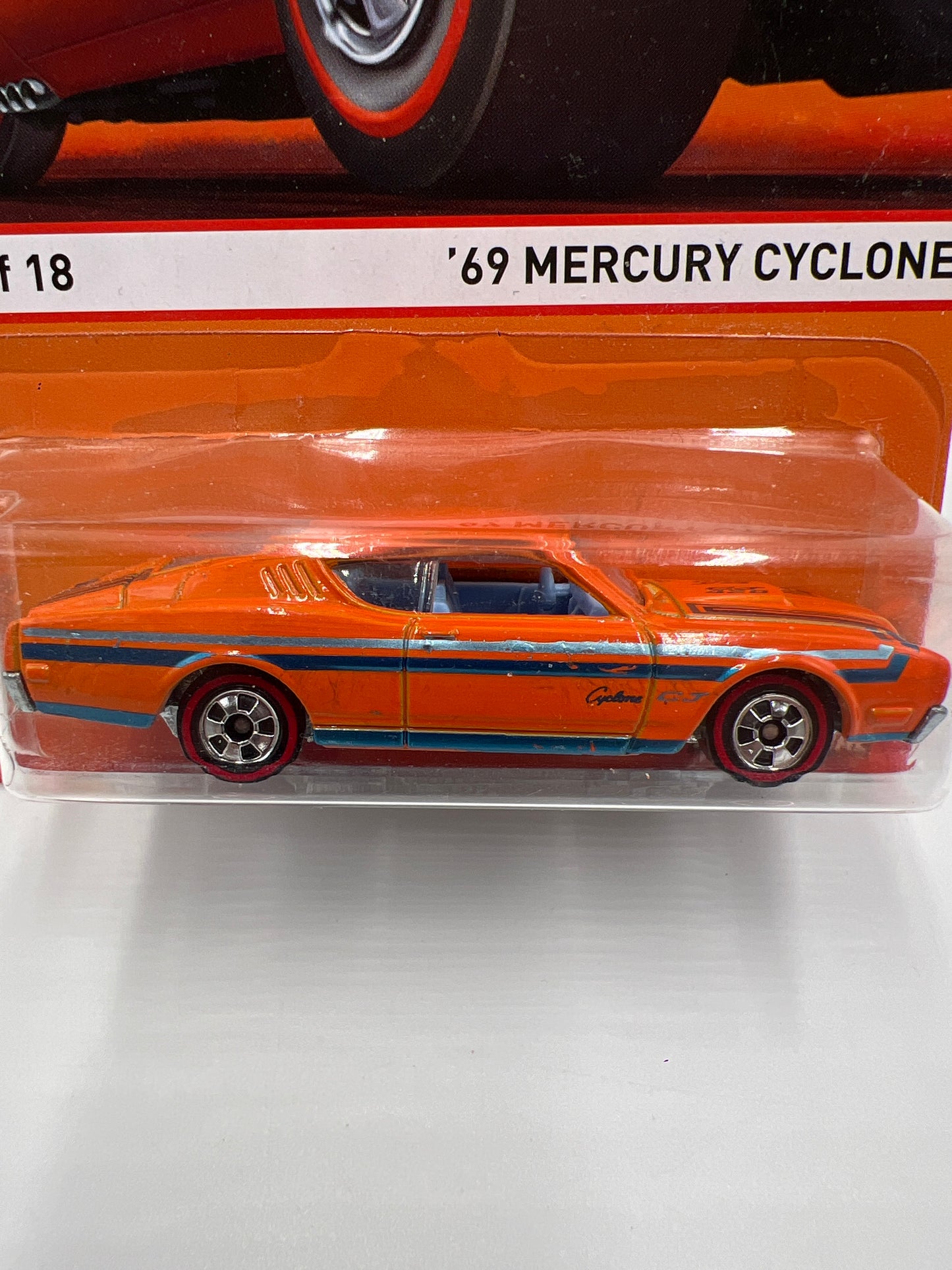 Hot Wheels Heritage Redline #12 69 Mercury Cyclone Orange Cracked Blister 160N
