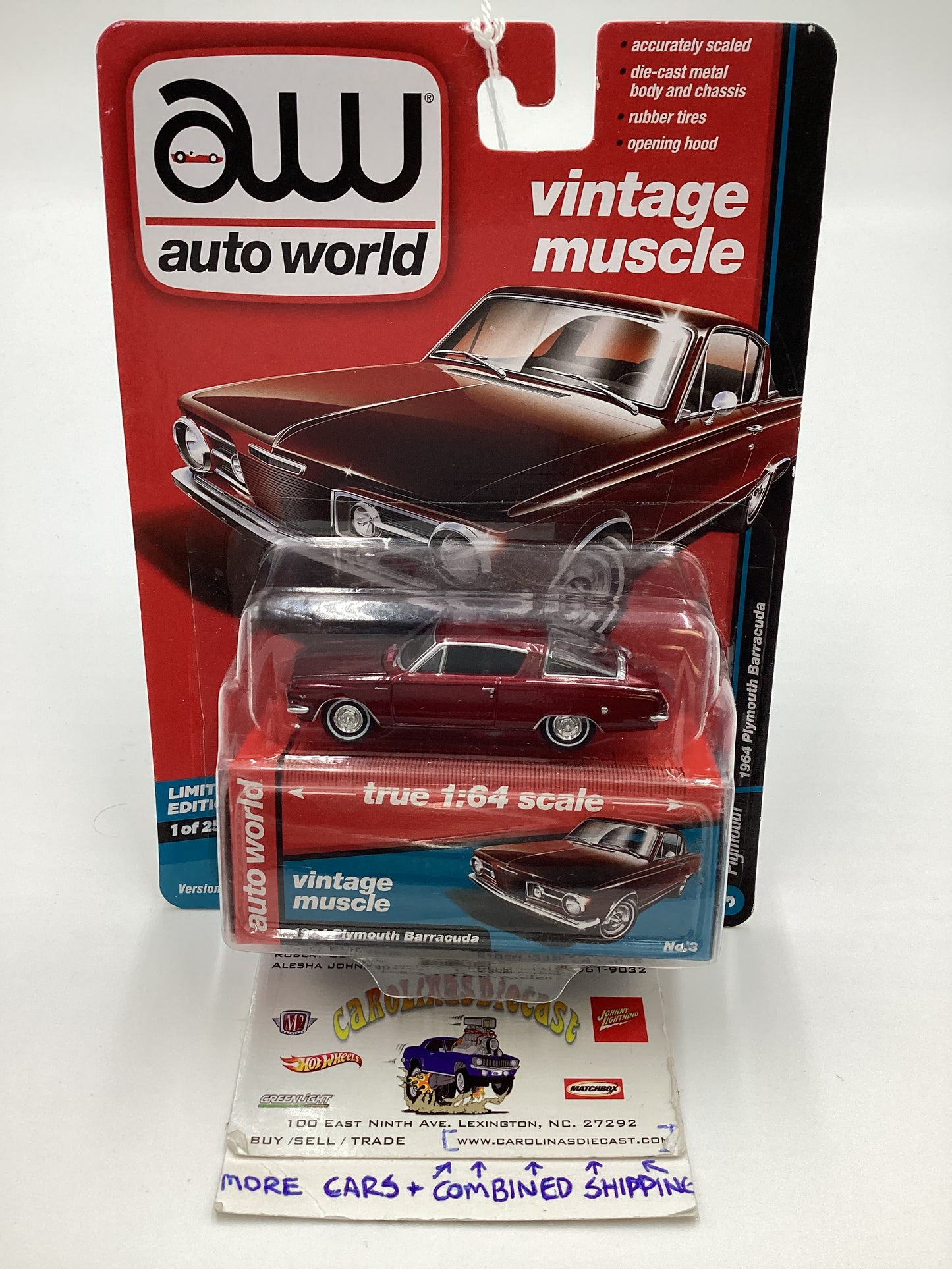 Auto world Vintage Muscle 1964 Plymouth Barracuda Ultra Red Chase