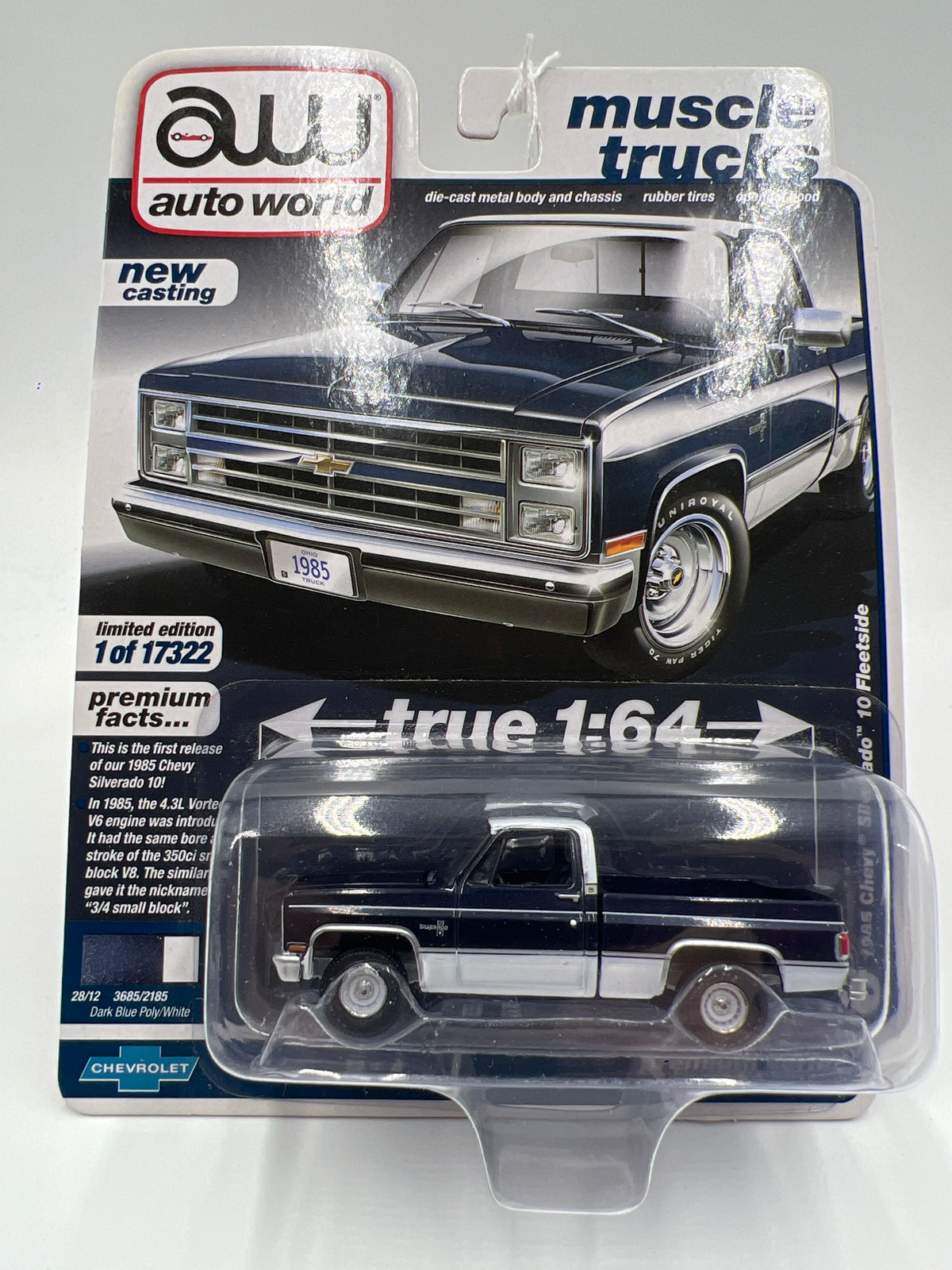 Auto World Muscle Trucks Release 5 Version A 1985 Chevy Silverado 10 Fleetside Dark Blue 184D