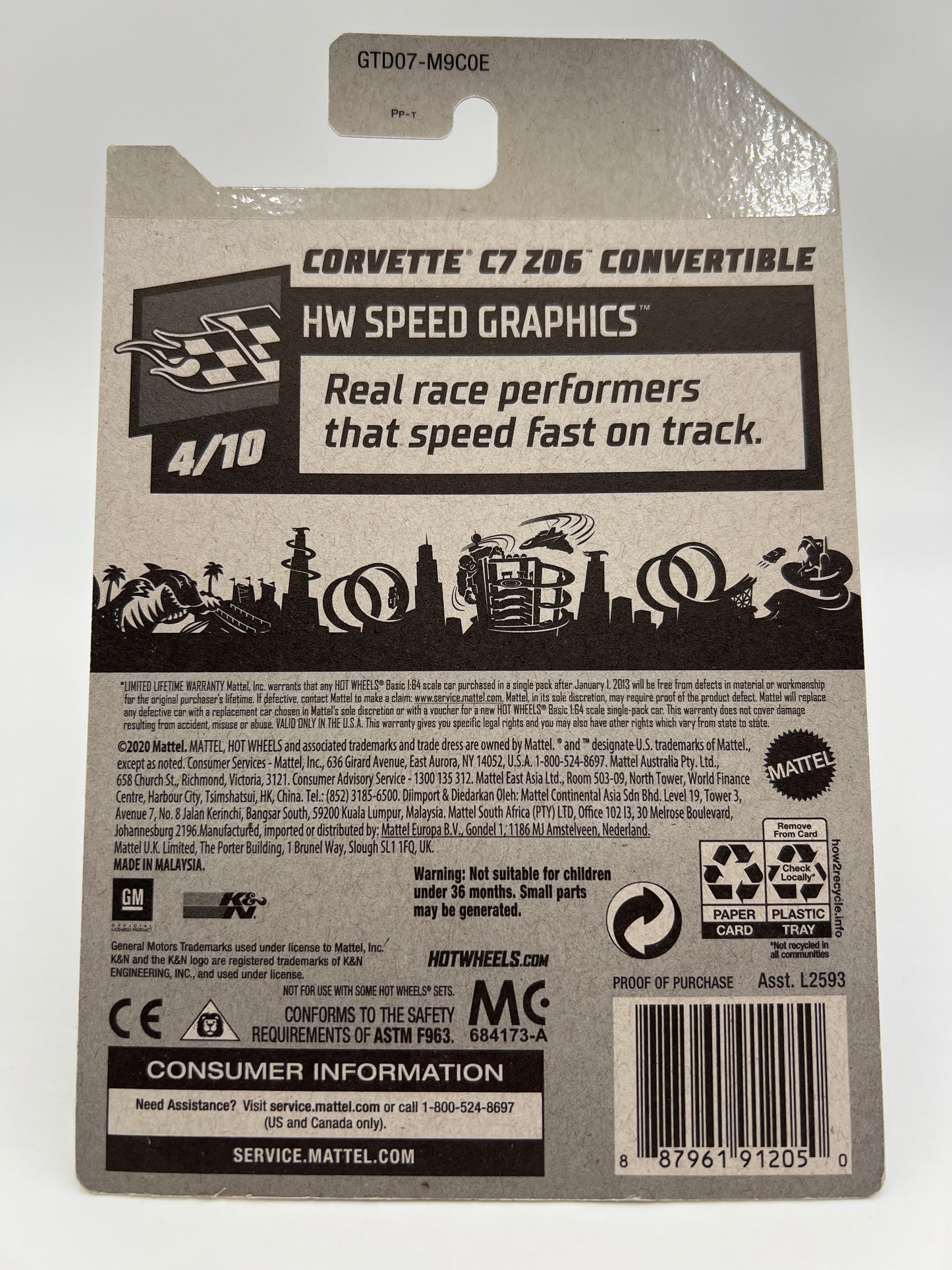 2021 Hot Wheels Super Treasure Hunt #114 Corvette C7 Z06 Convertible Black K&N W/Protector