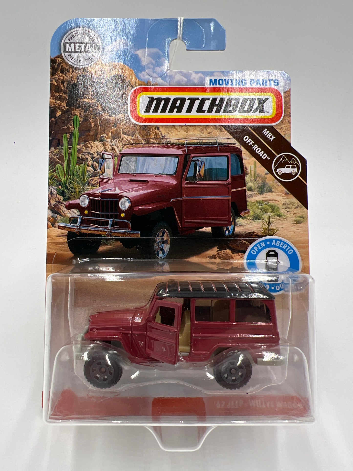 Matchbox Moving Parts MBX Off-Road 62 Jeep Willys Wagon Red 167P