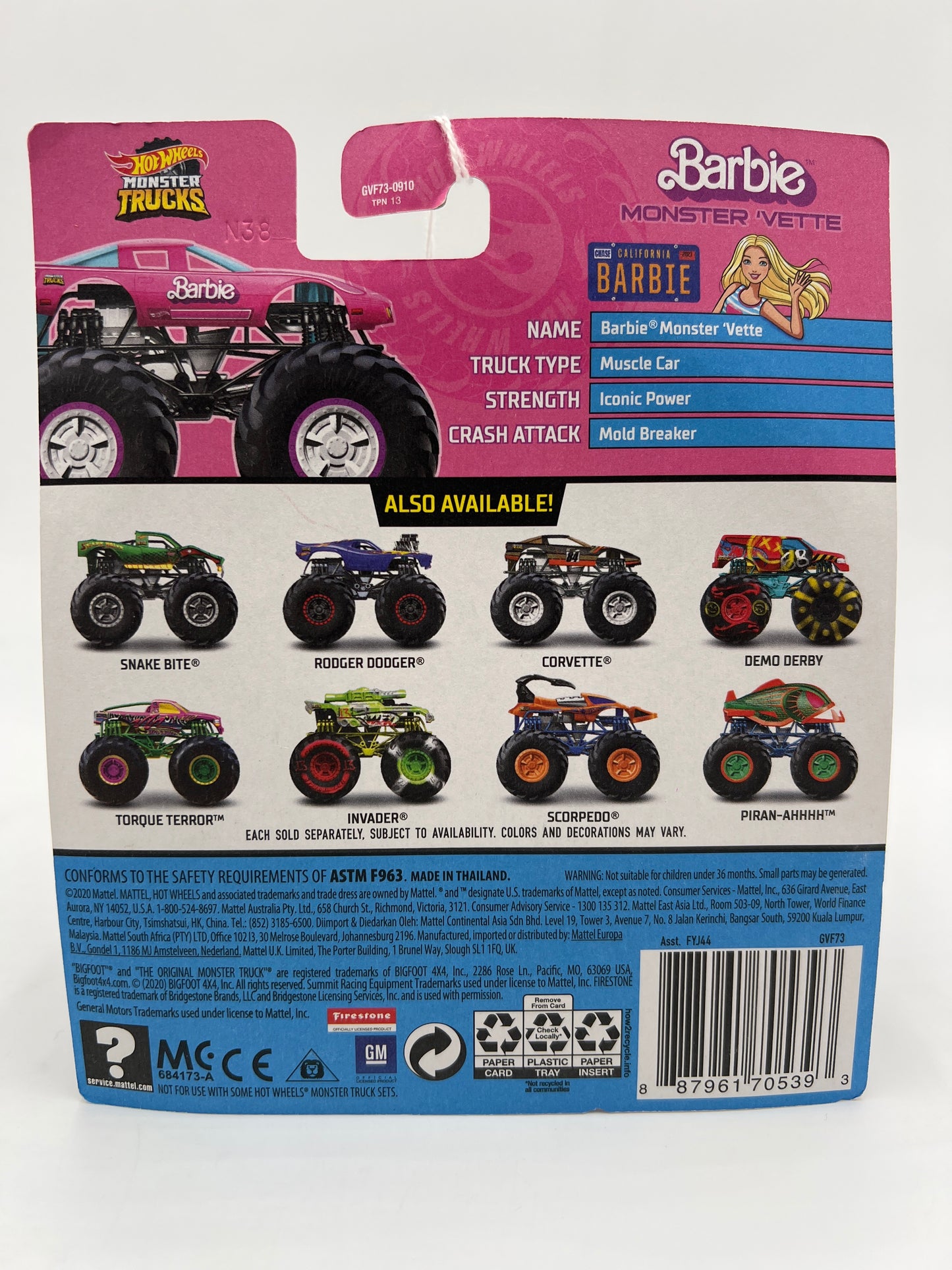 2021 Hot Wheels Monster Trucks Treasure Hunt Barbie Monster Vette Pink