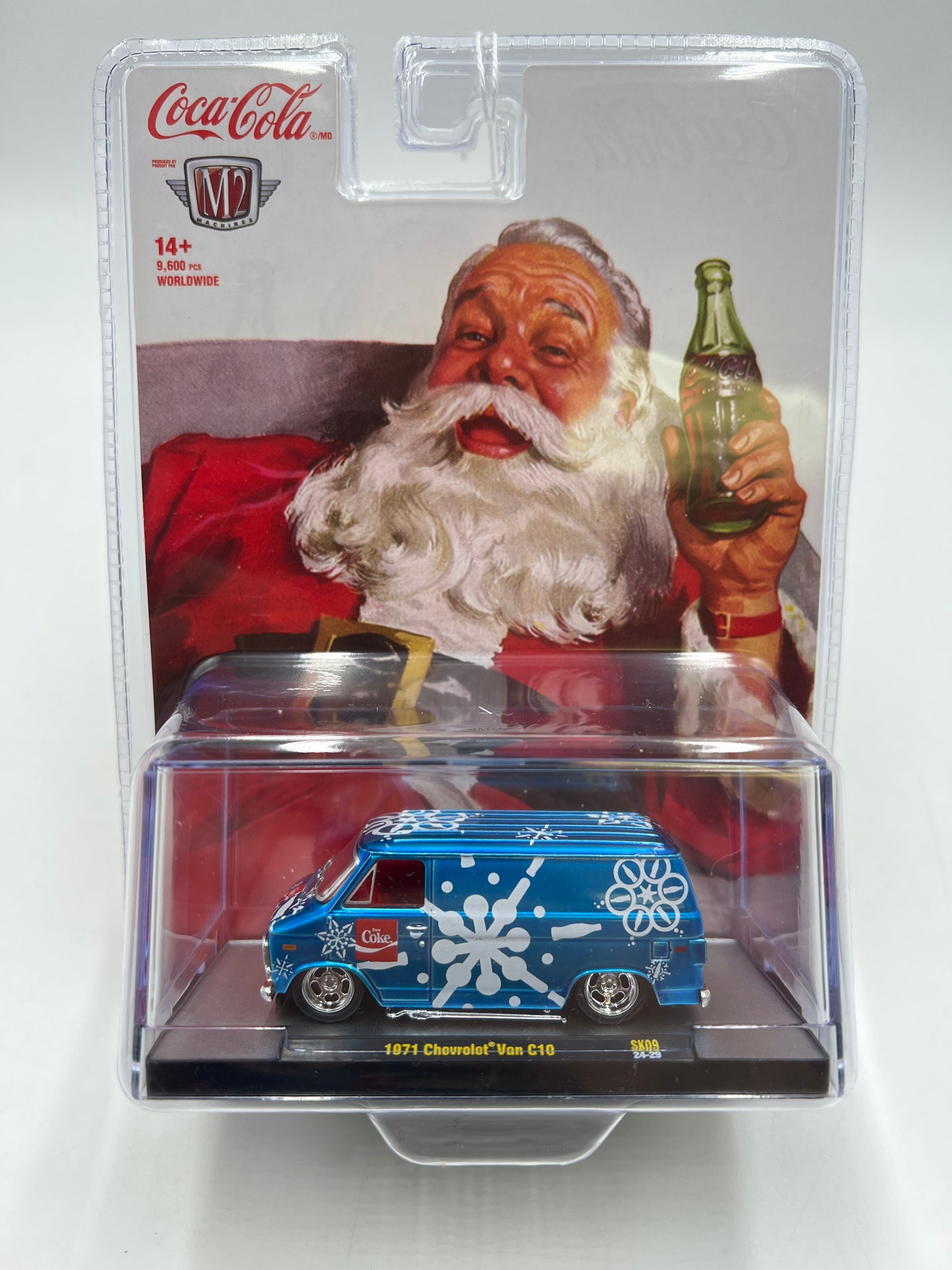 2024 M2 Machines Holiday Coca Cola 1971 Chevrolet Van G10 Blue SK09
