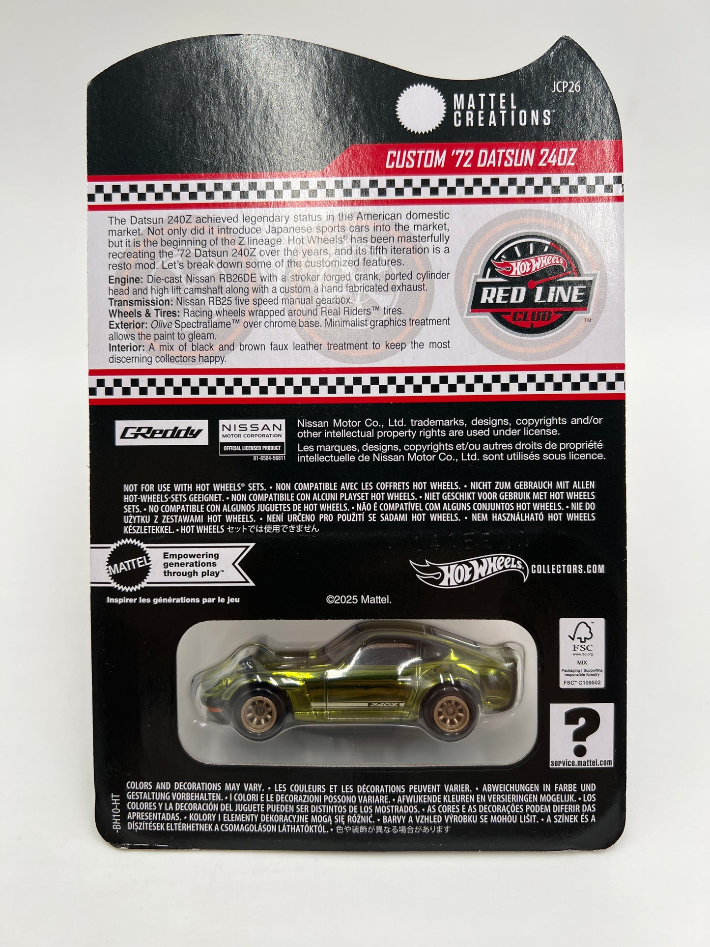 2025 Hot Wheels RLC Exclusive Custom 72 Datsun 240Z Green W/Protector