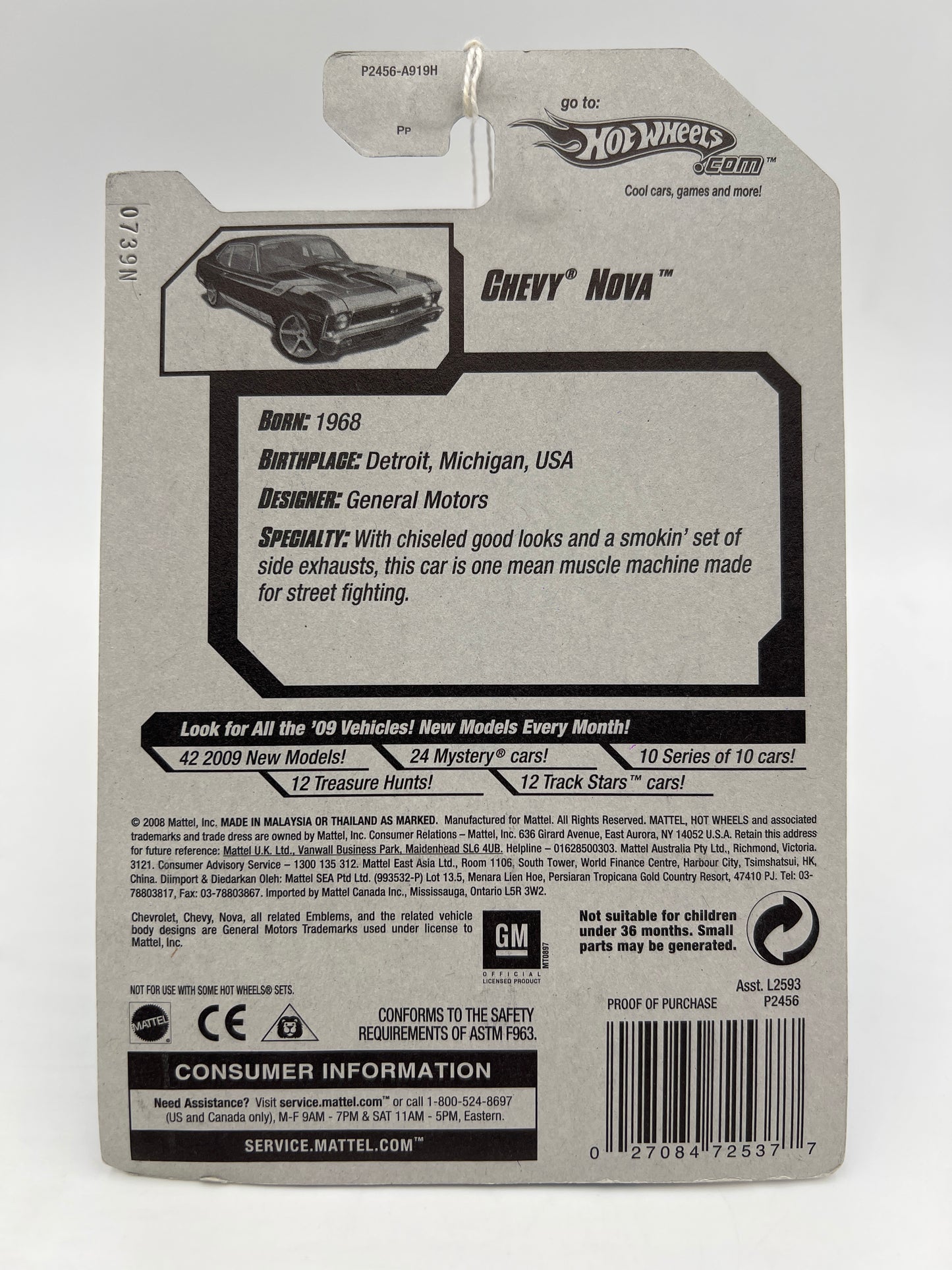 2006 Hot Wheels Faster Than Ever #136 Chevy Nova Black/Gold 16A