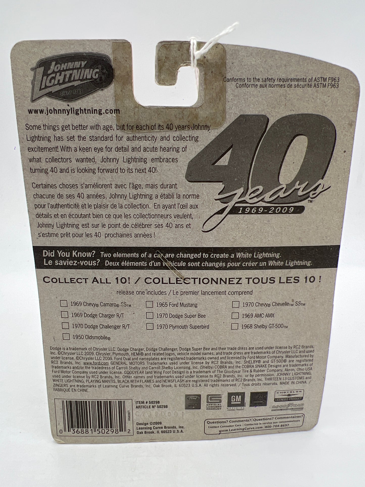 Johnny Lightning Small Card 1969 AMC AMX Black 217F