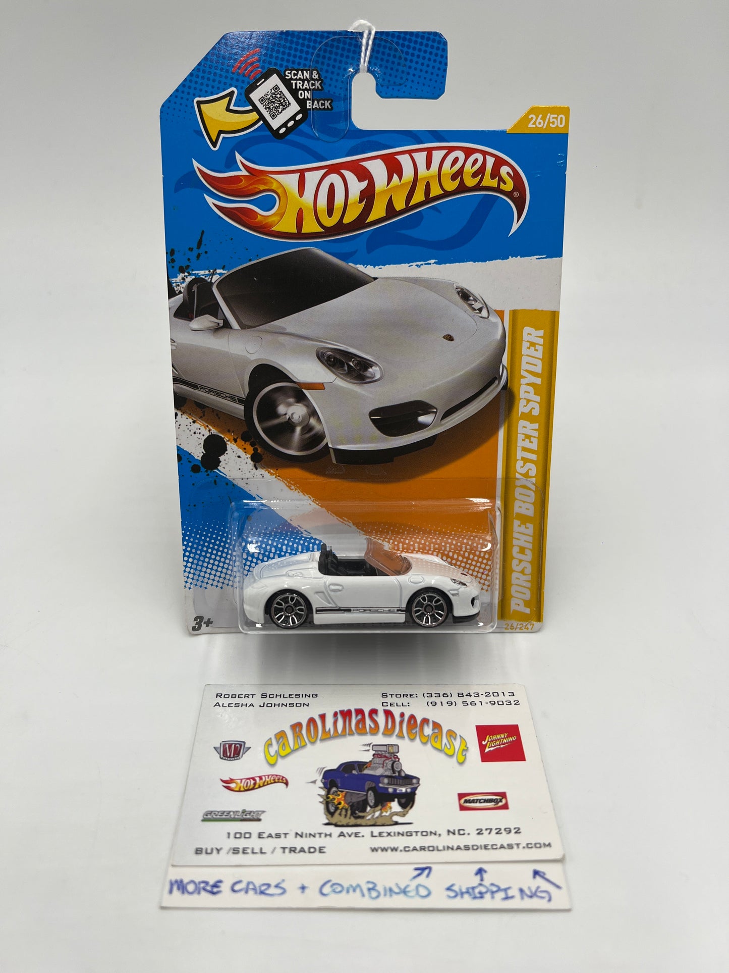2012 Hot Wheels New Models #26 Porsche Boxster Spyder White Light Pink Windshield SR
