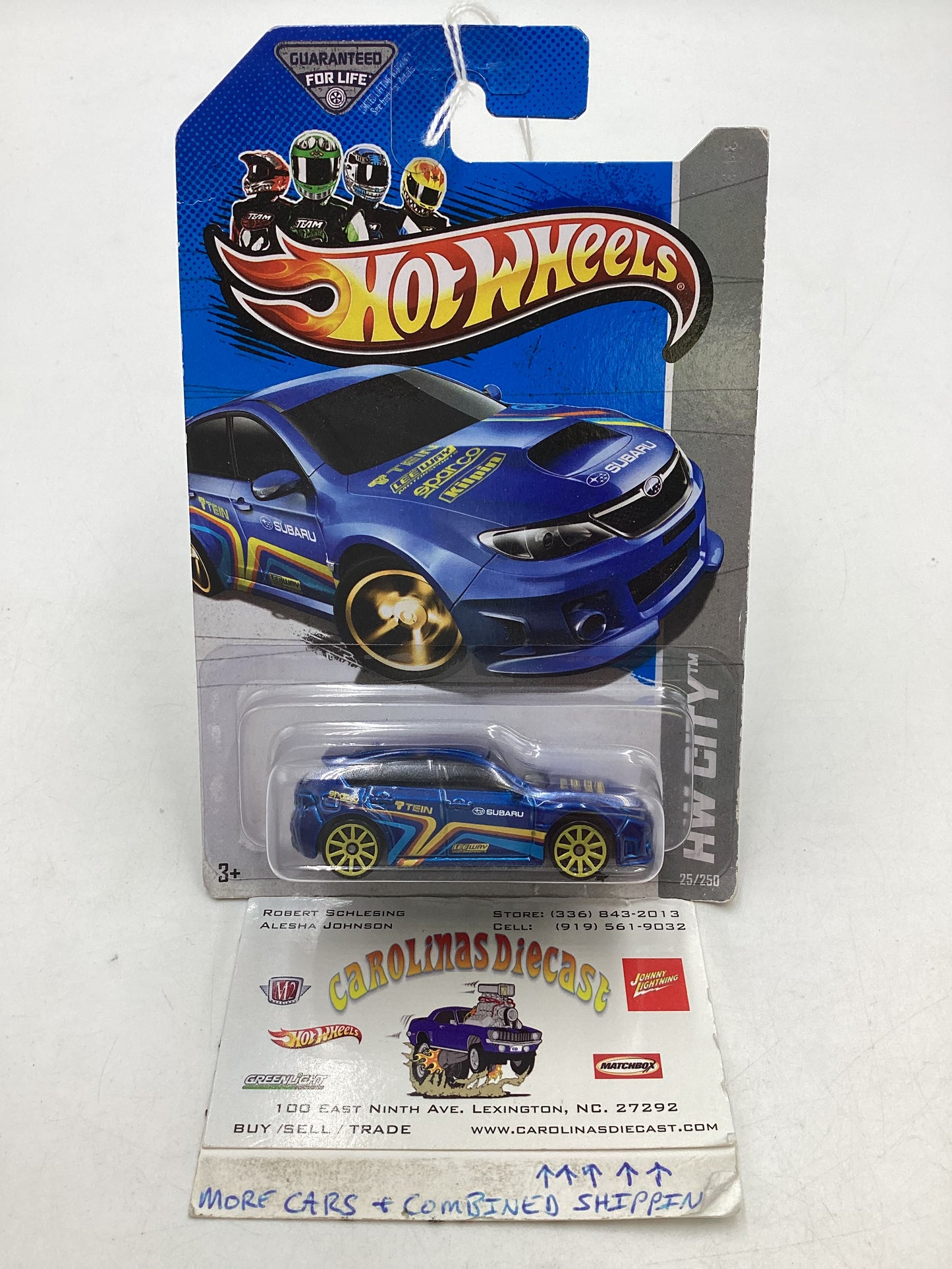 2013 Hot Wheels #25 Subaru WRX STI Blue *Card Not Perfect* 89D