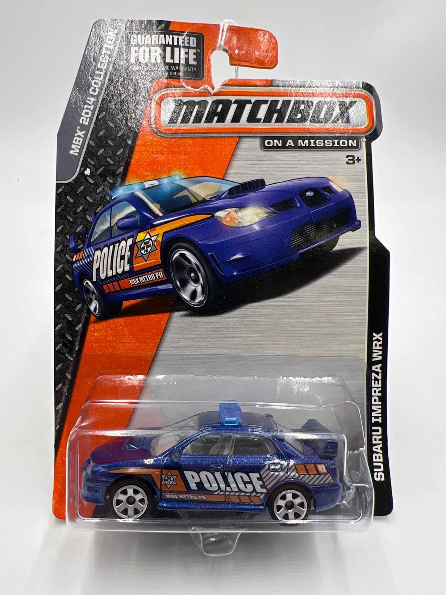 Matchbox MBX 2014 Collection Subaru Impreza WRX Police Blue Bad Card 208B