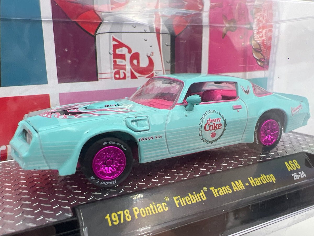M2 Machines A68 Coca Cola CHASE 1978 Pontiac Firebird Trans Am Hardtop Light Blue