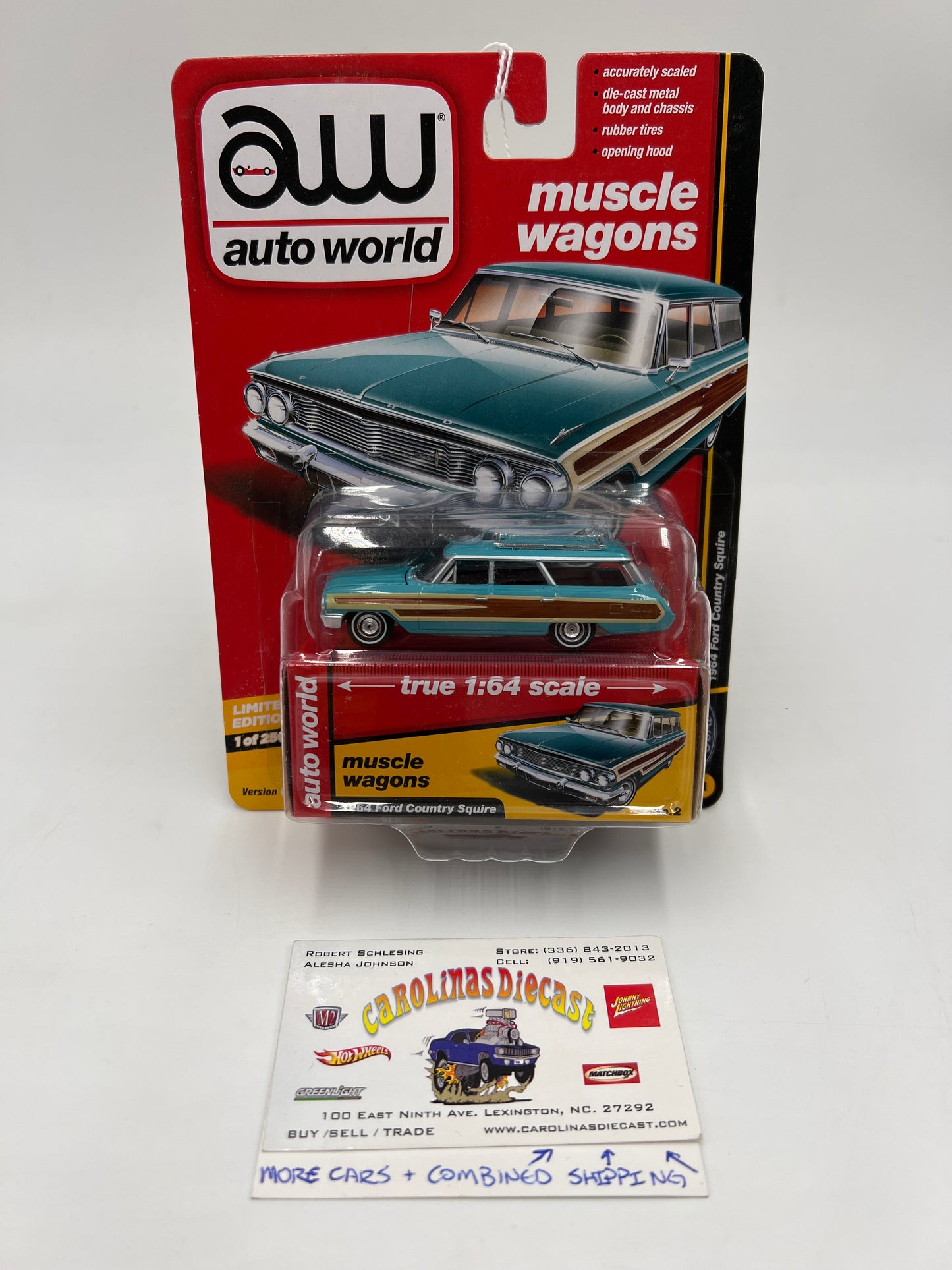 Auto World Muscle Wagons Release 1 Version A 1964 Ford Country Squire Blue