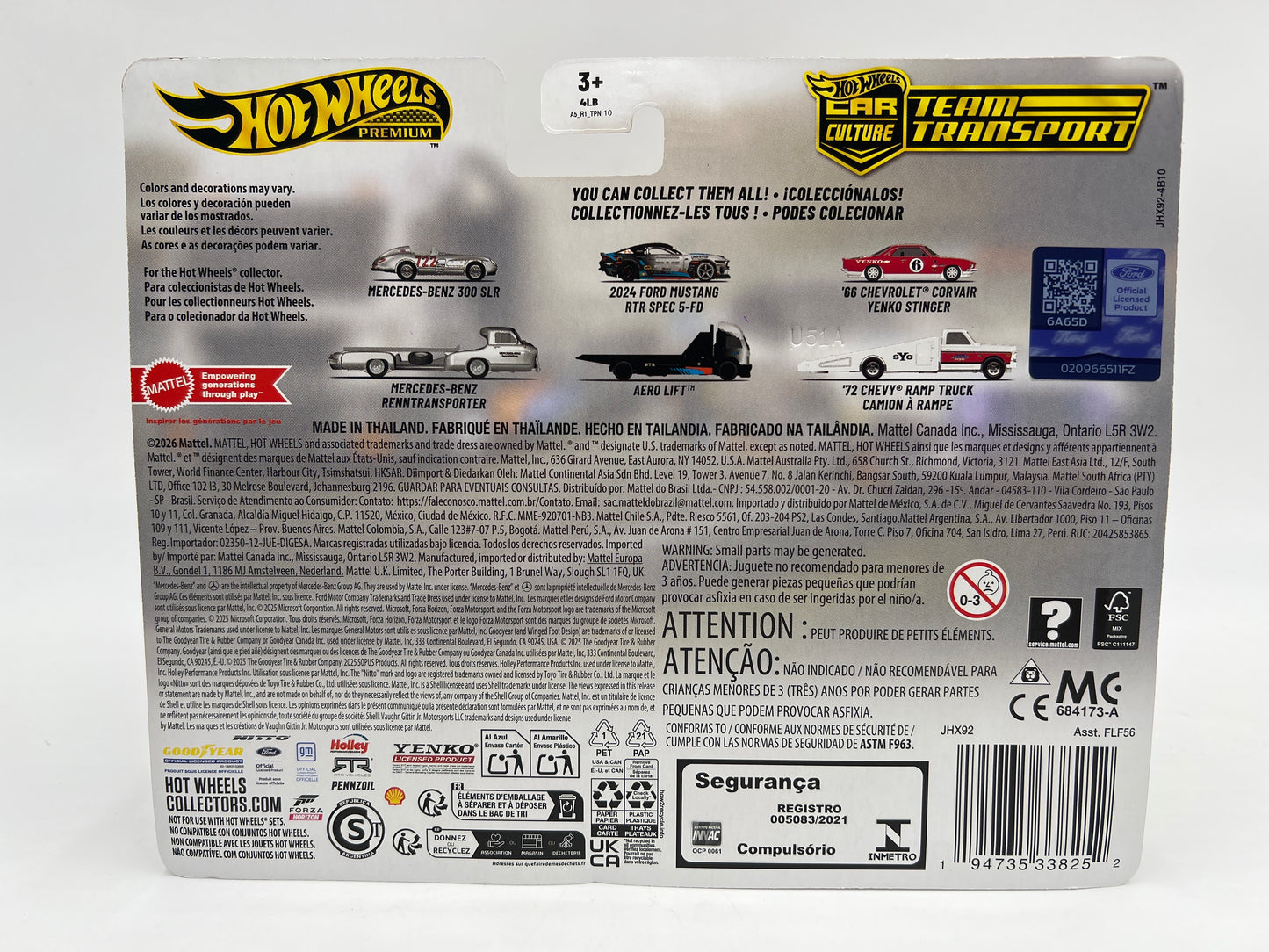 Hot Wheels Team Transport #90 2024 Ford Mustang RTR Spec 5-FD & Aero Lift 280H