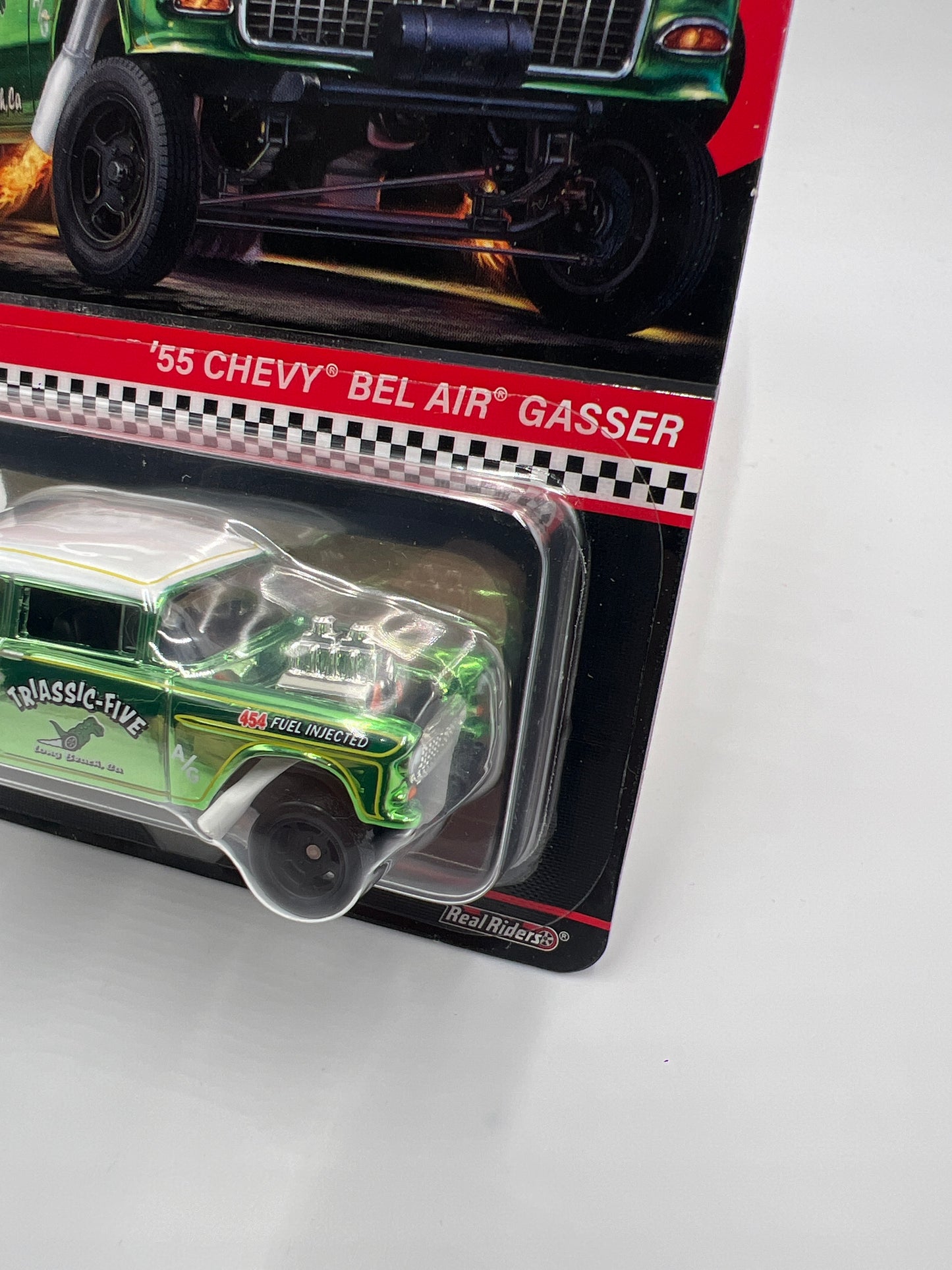 2023 Hot Wheels RLC 55 Chevy Bel Air Gasser Triassic-Five Green W/Protector