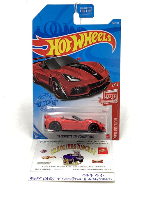 2021 Hot wheels Red edition #134 19 Corvette ZR1 Convertible 153E