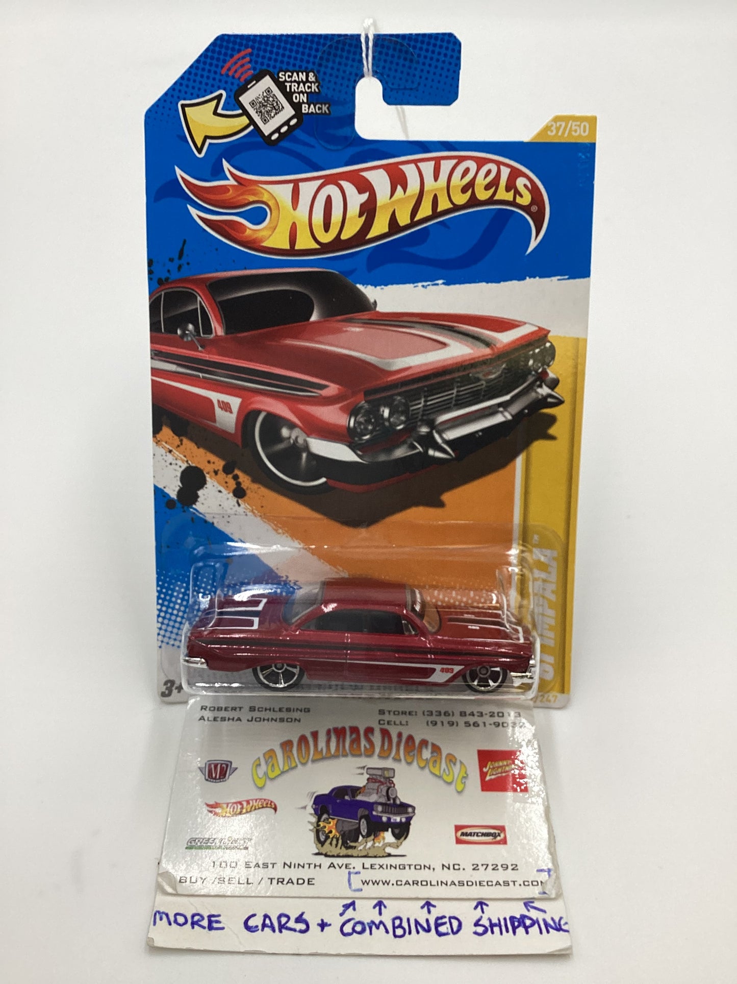 2012 Hot Wheels #37 61 Impala Red Walmart Exclusive Windshield Banner