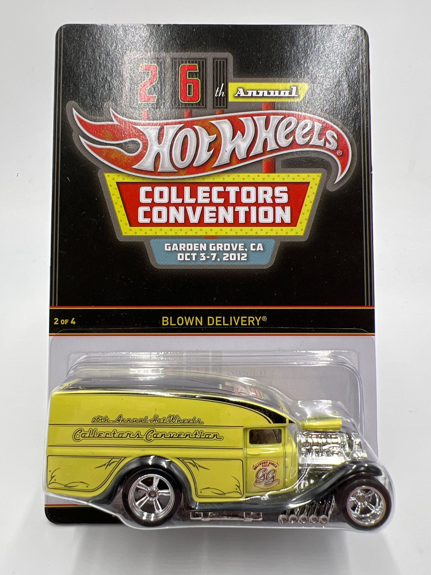 2012 Hot Wheels 26th Annual Collectors Convention #361/3000 Blown Delivery Yellow W/Protector