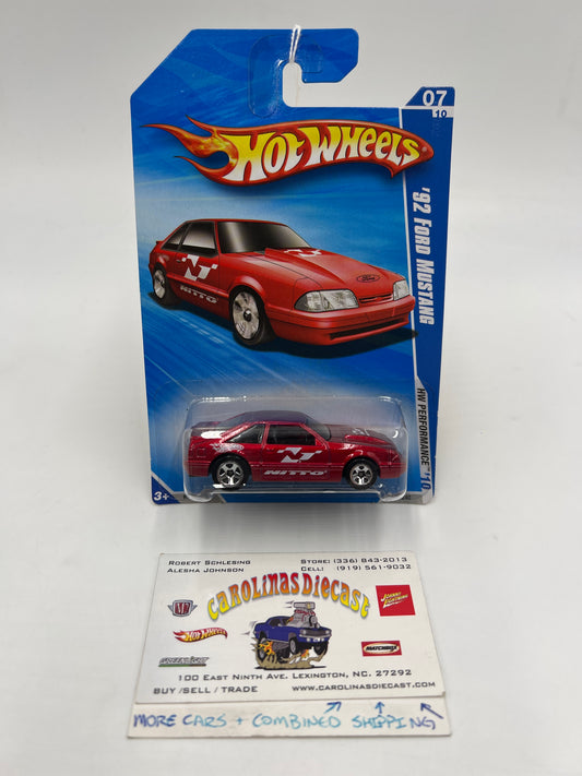 2010 Hot Wheels Performance #105 92 Ford Mustang Red 20A