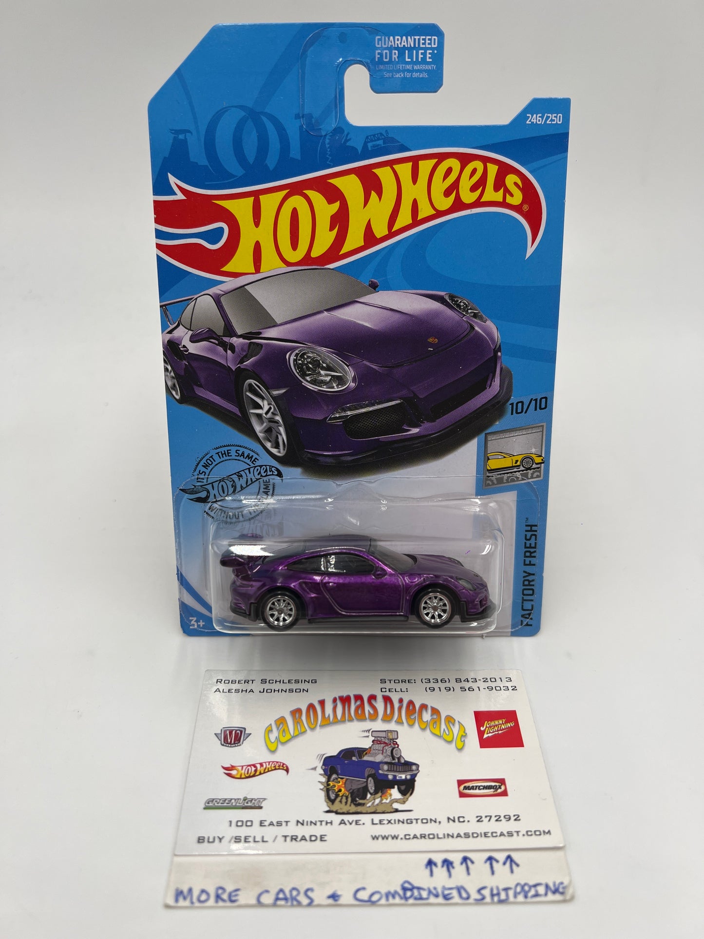 2019 Hot Wheels Super Treasure Hunt #246 Porsche 911 GT3 RS Purple W/Protector
