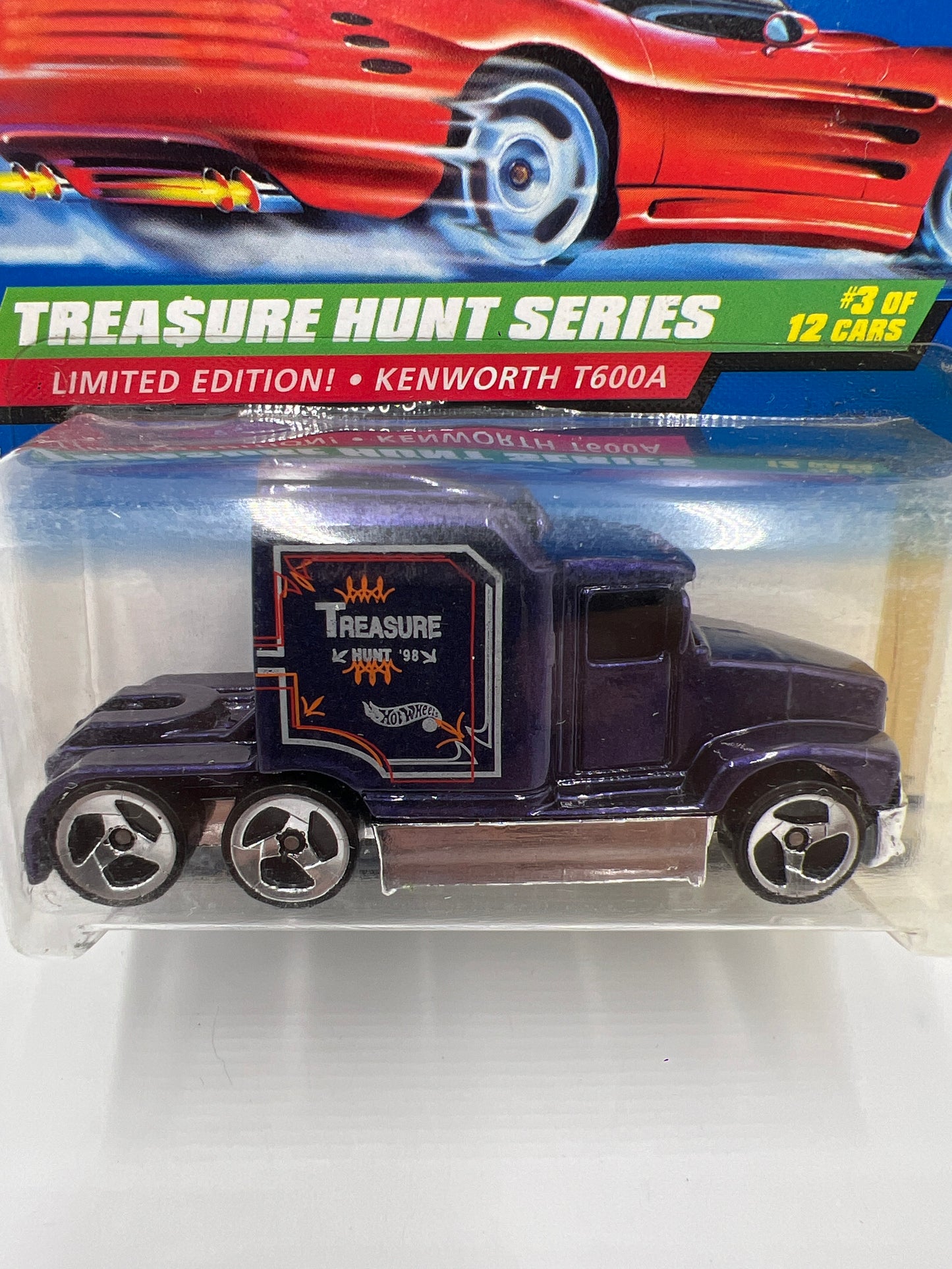 1998 Hot Wheels Treasure Hunt #751 Kenworth T600A Purple Card Not Perfect 282A