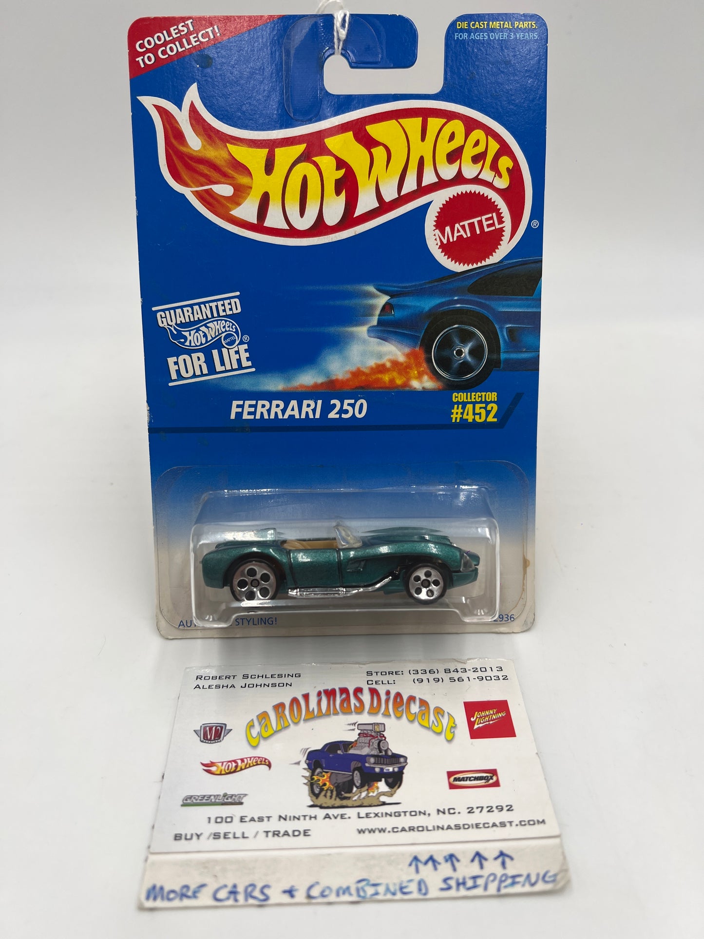 1996 Hot Wheels #452 Ferrari 250 Green 5 Dot Wheels