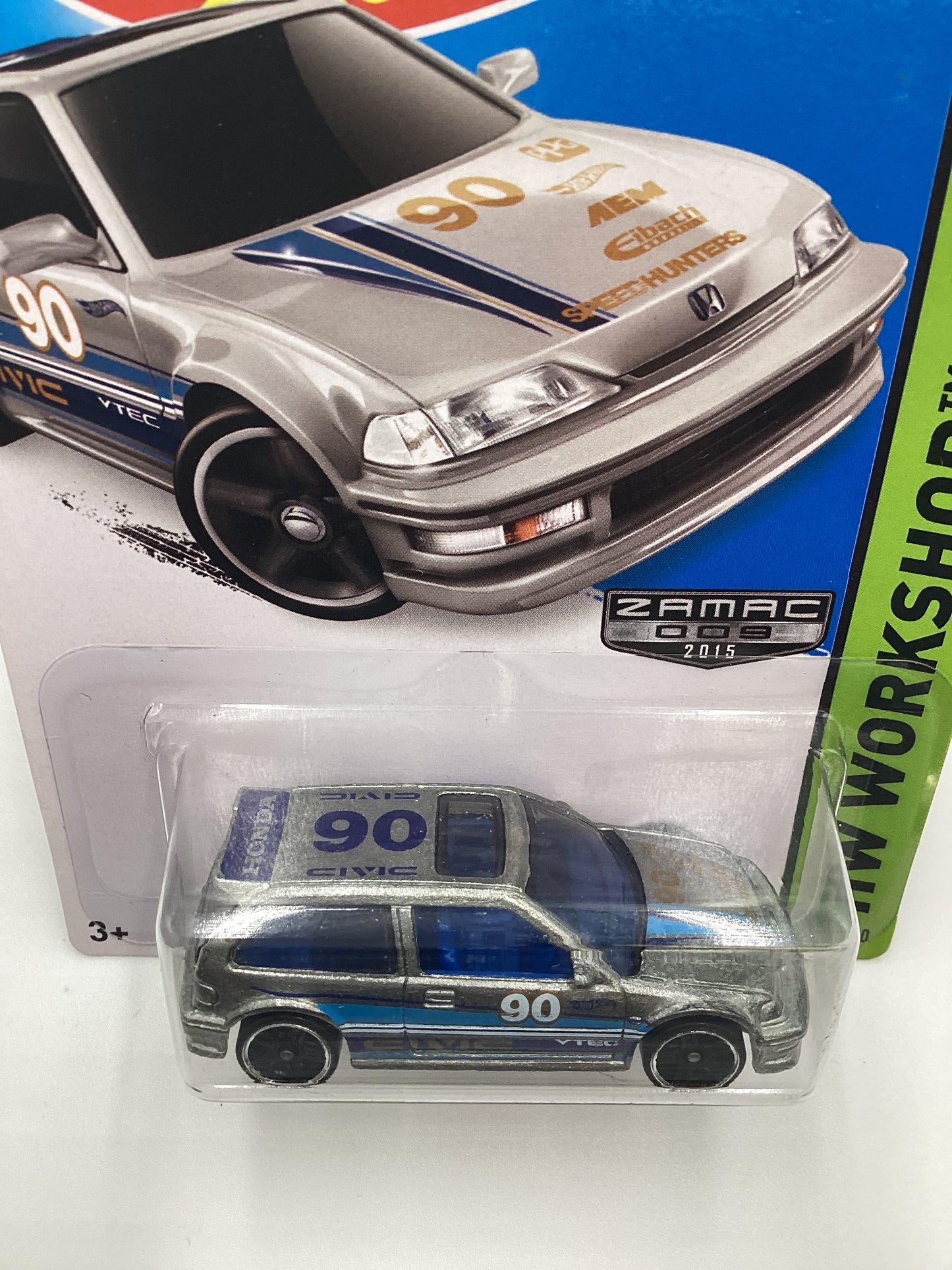 2015 Hot Wheels #197 Zamac 009 90 Honda Civic EF W/ Protector