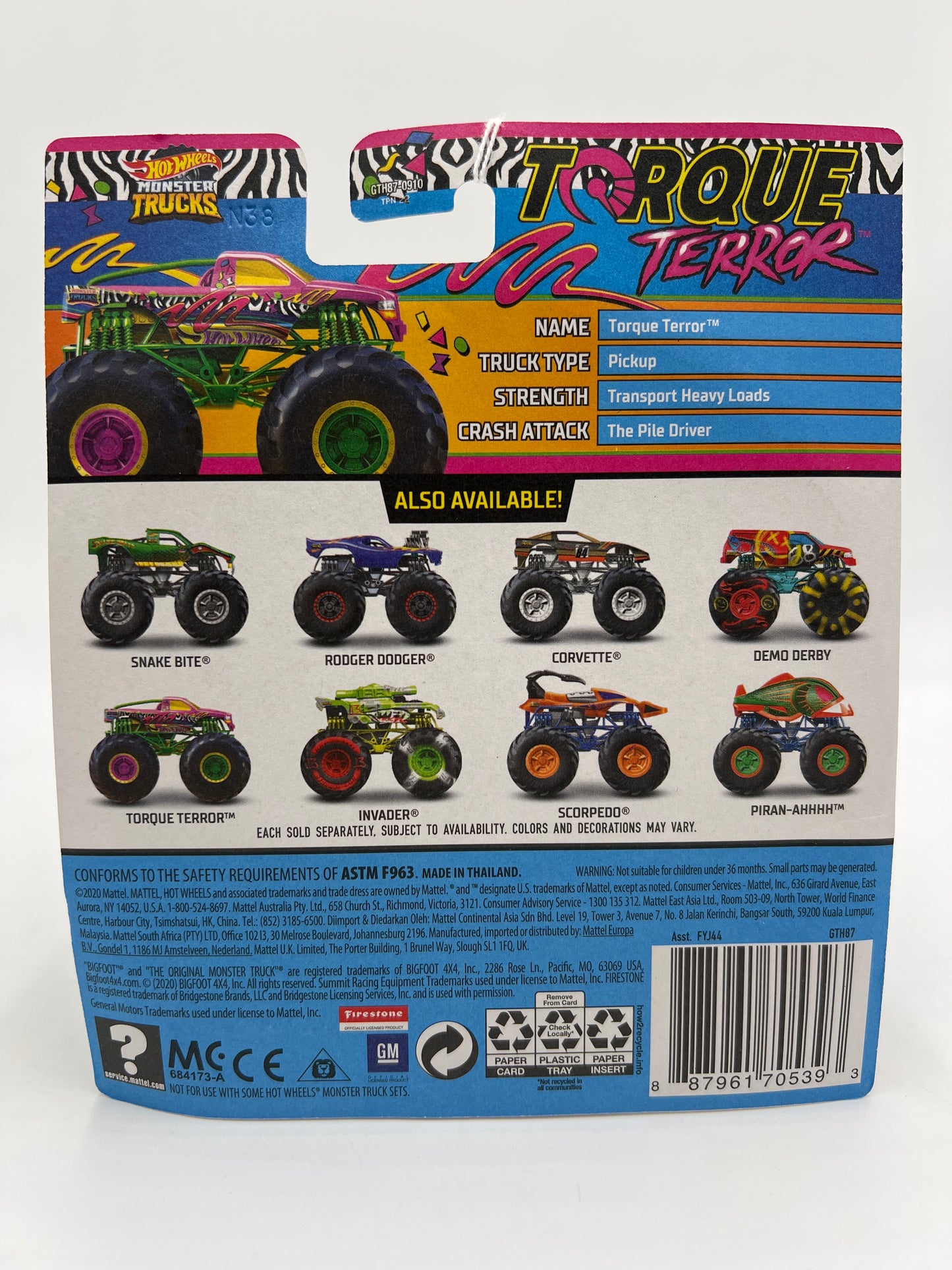 2021 Hot Wheels Monster Trucks Neon Shockers #5 Torque Terror 126G