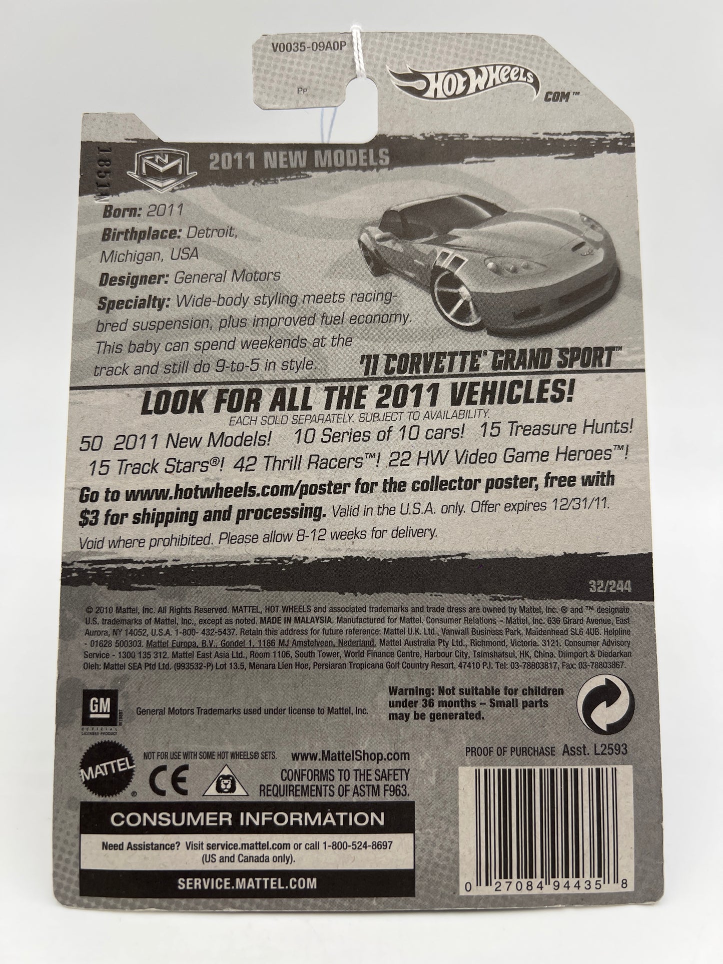 2011 Hot Wheels New Models #32 C6 Corvette Grand Sport Blue 5C